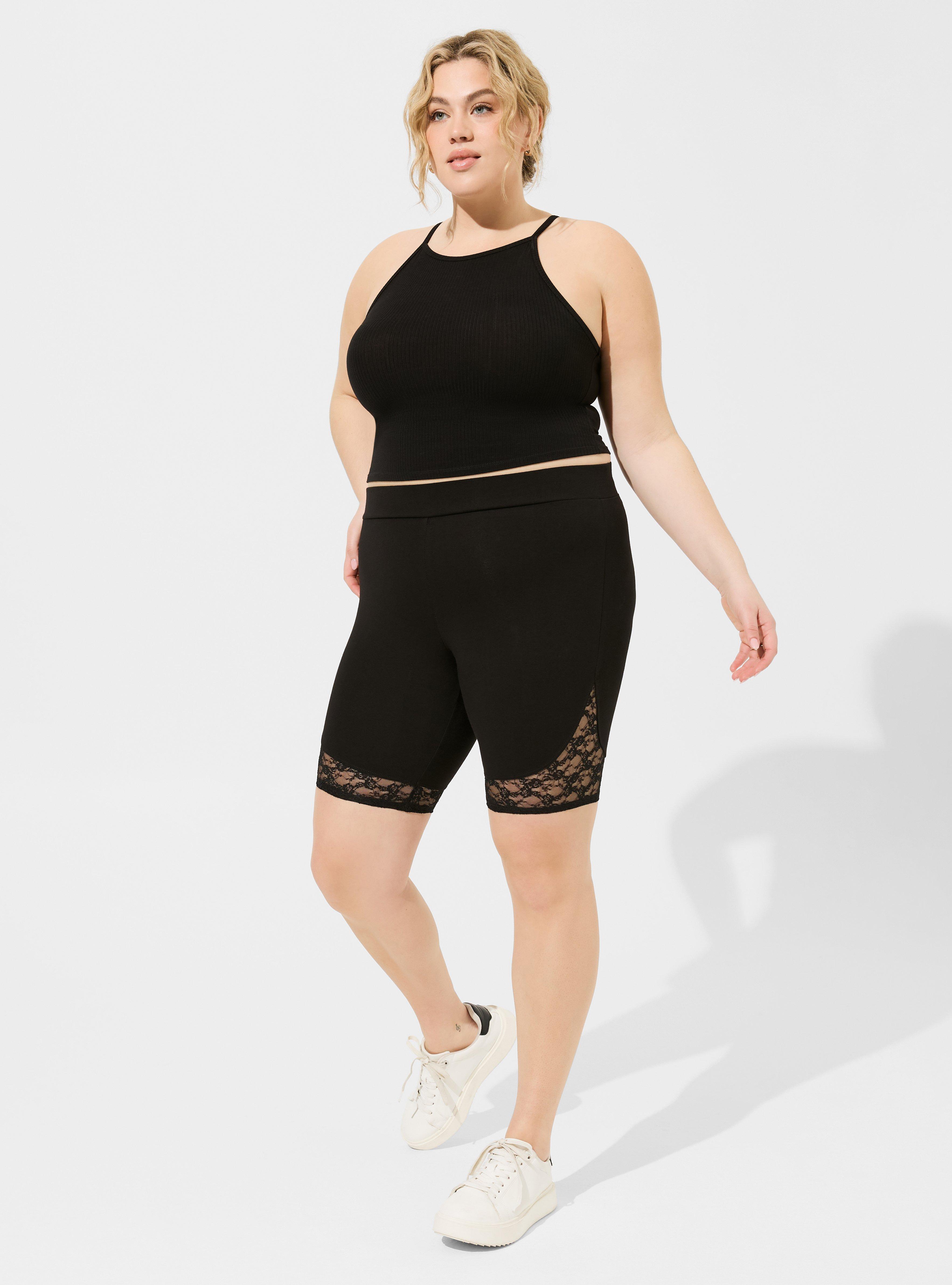 Plus Size Black Lace Side Inset Bike Short Torrid