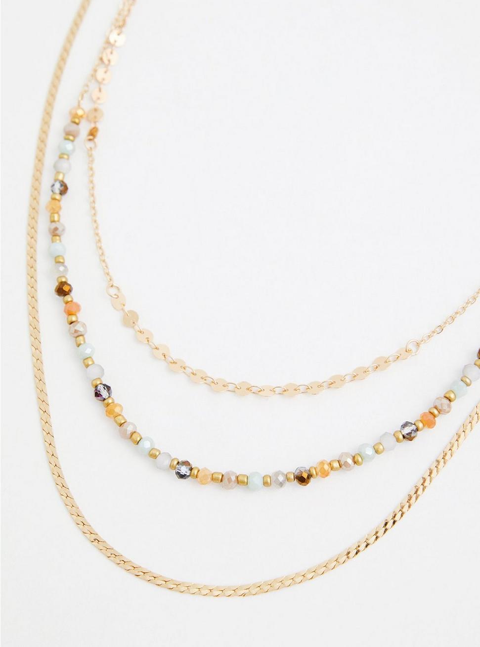 Plus Size - Gold-Tone Multi Bead 3-Layer Necklace - Torrid