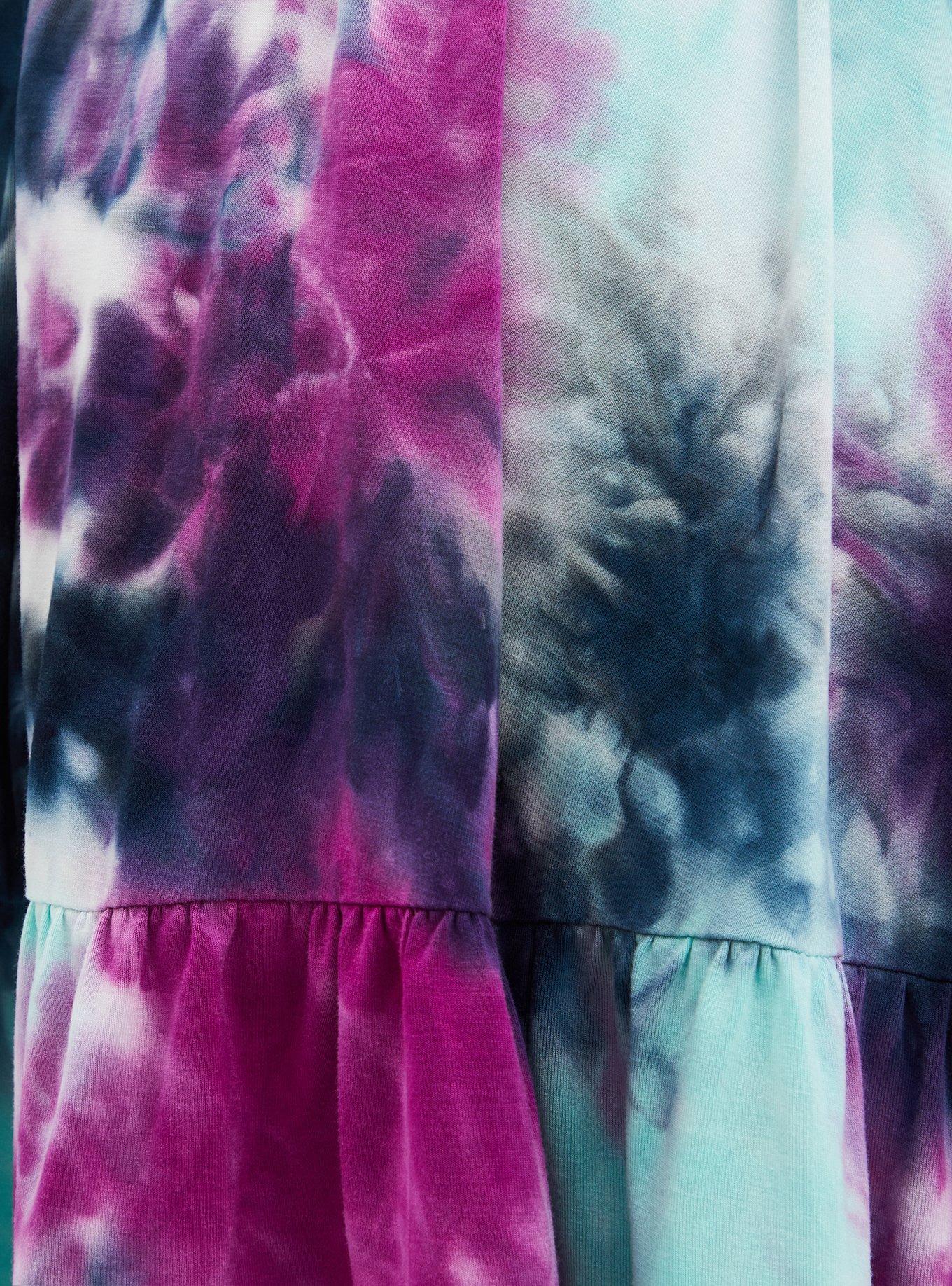 Purple Tie-Dye Super Soft Tiered Mini Circle Skirt, TIE DYE, alternate