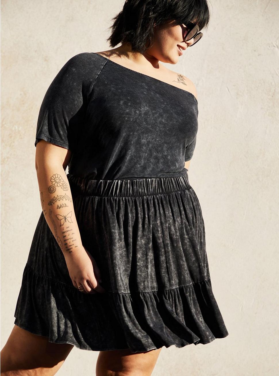 Mini Super Soft Tiered Circle Skirt, MINERAL BLACK, alternate