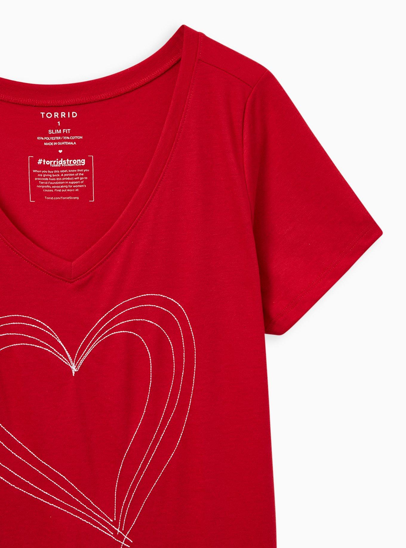 #TorridStrong Heart Slim Fit Tee - Red, JESTER RED, alternate