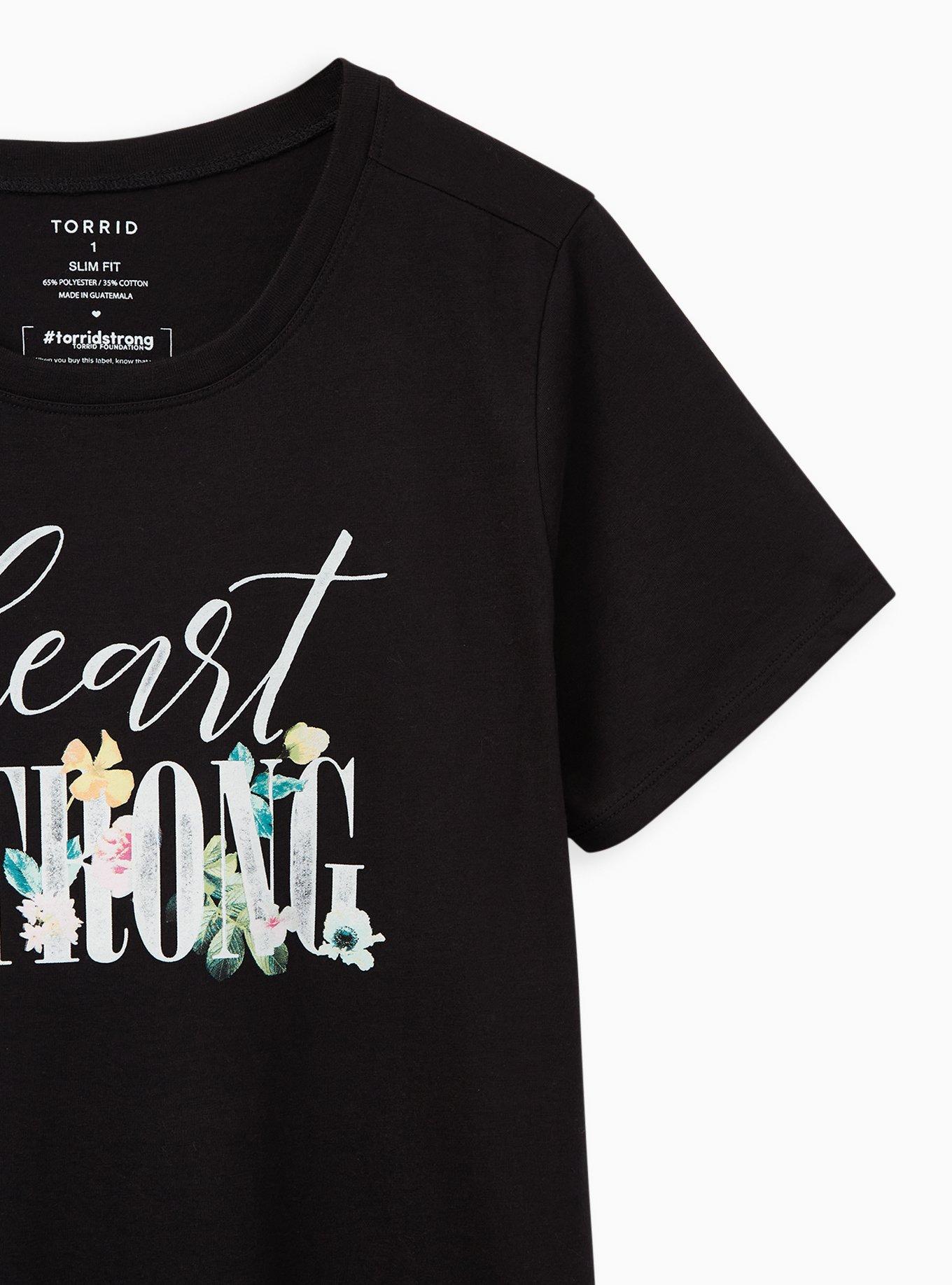 Plus Size #TorridStrong Heart Strong Slim Fit Tee - Black, DEEP BLACK, alternate