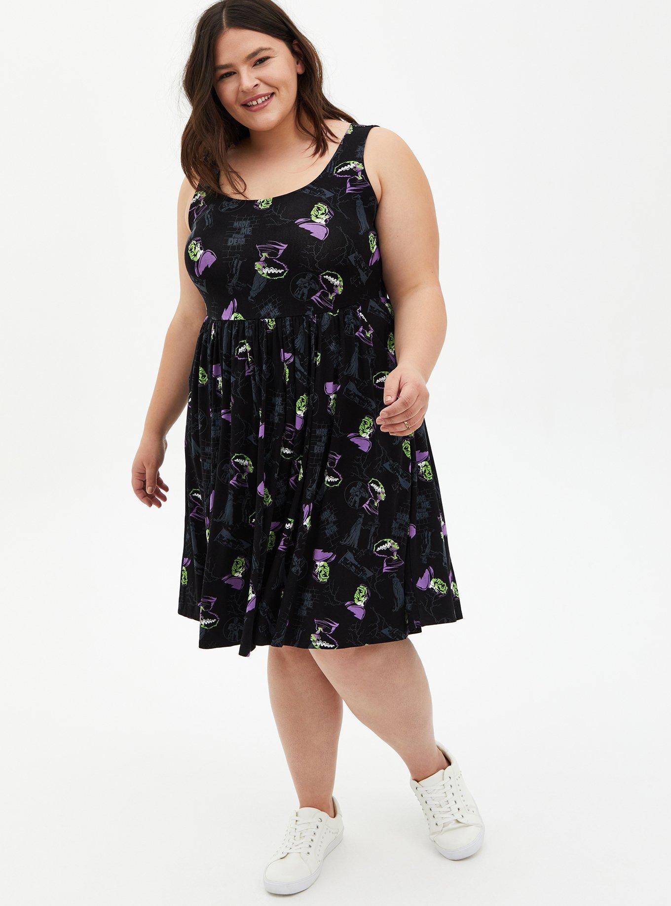 Plus Size Universal Monster Frankenstein Skater Dress, MULTI, alternate