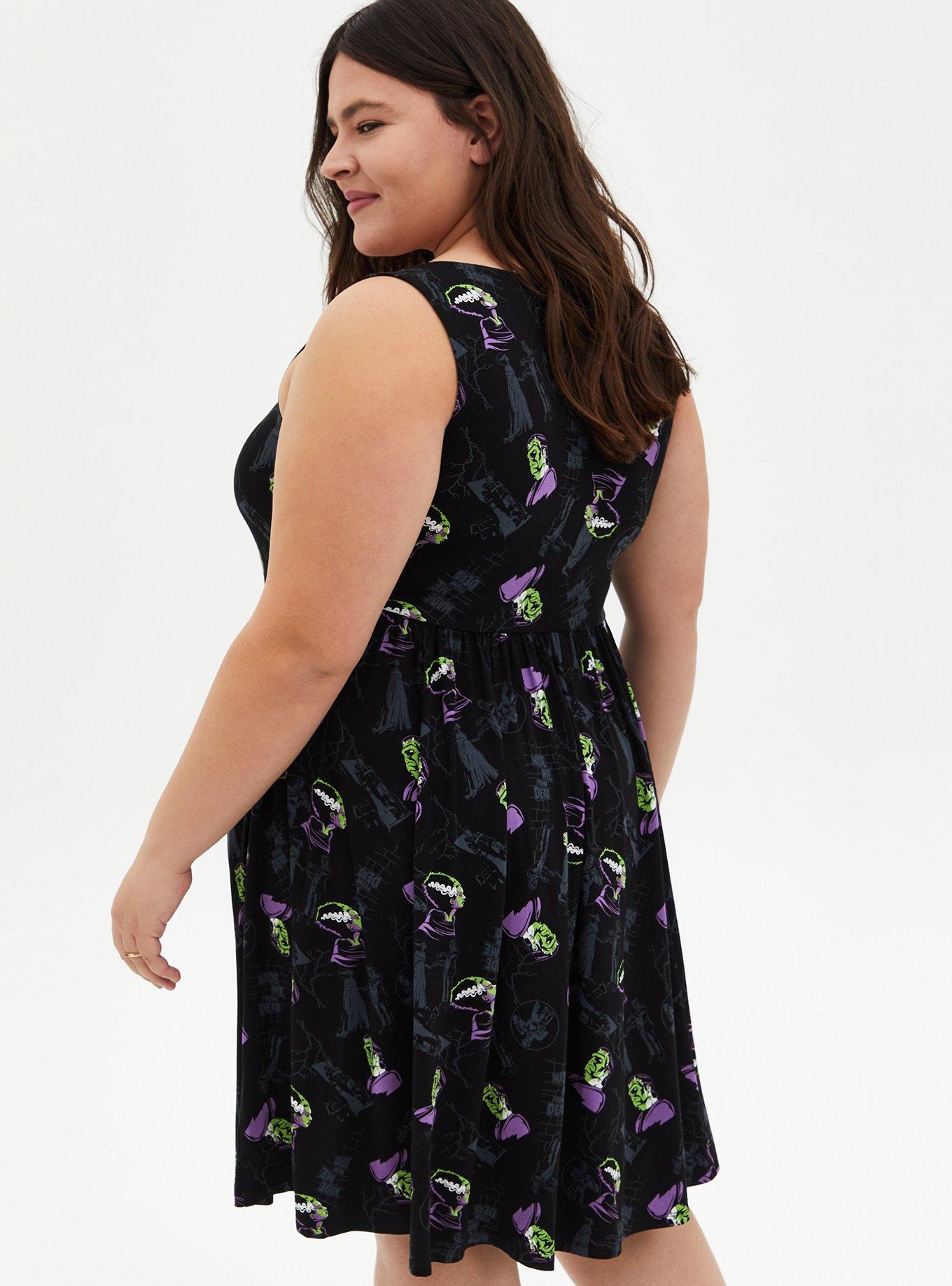 Plus Size Universal Monster Frankenstein Skater Dress, MULTI, alternate