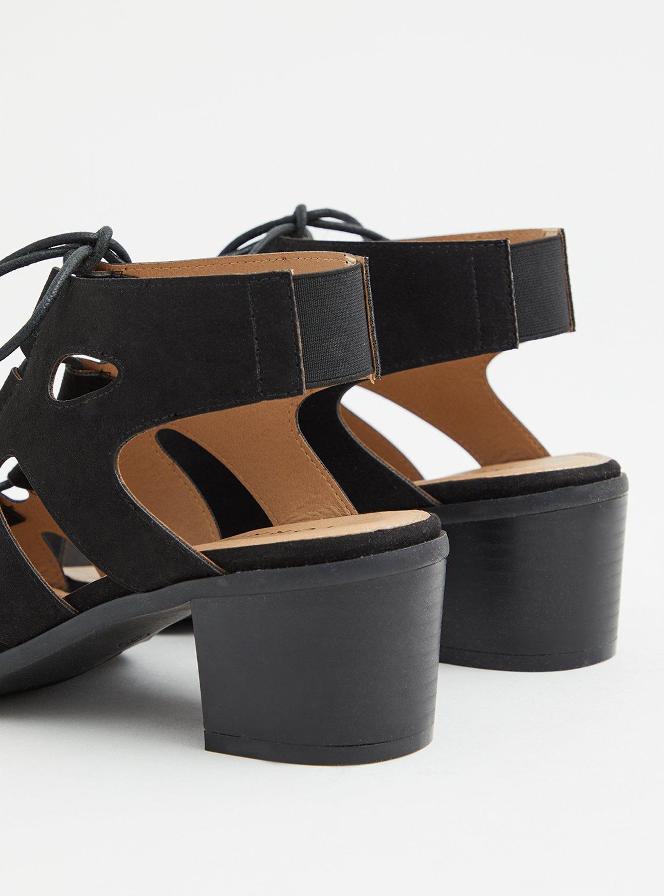 Lace-Up Block Heel Sandal (WW), BLACK, alternate