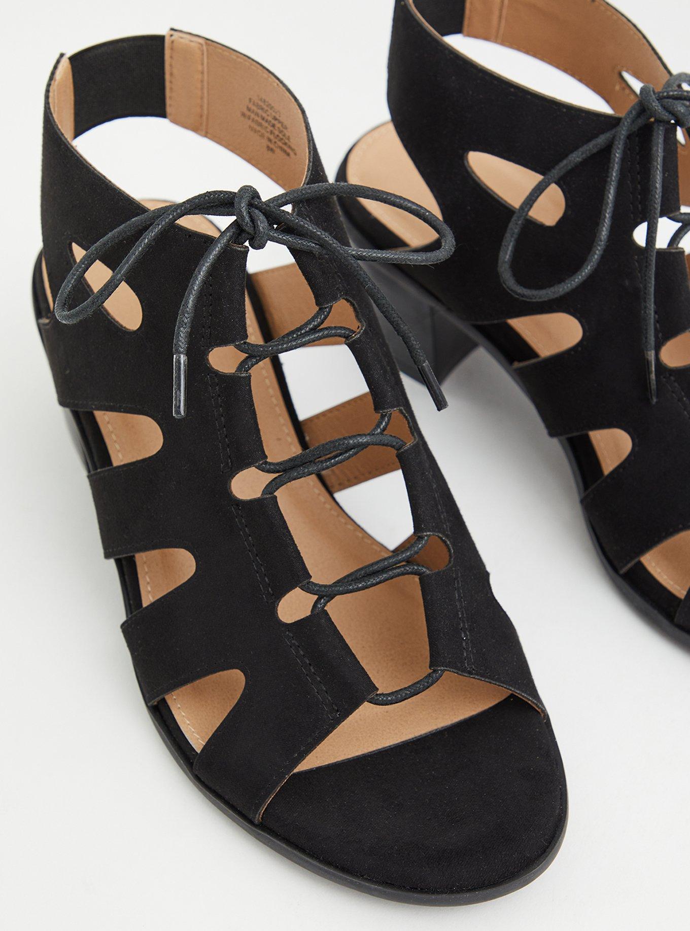 Lace-Up Block Heel Sandal (WW), BLACK, alternate