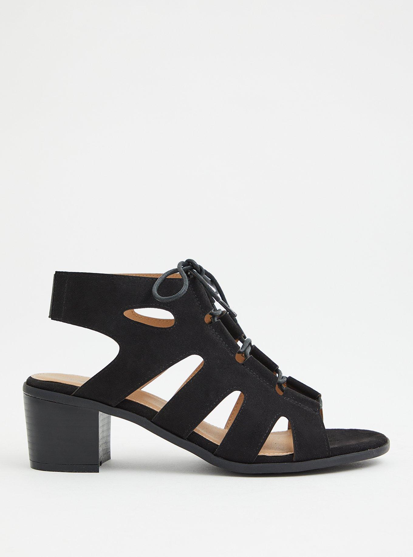 Lace-Up Block Heel Sandal (WW), BLACK, alternate