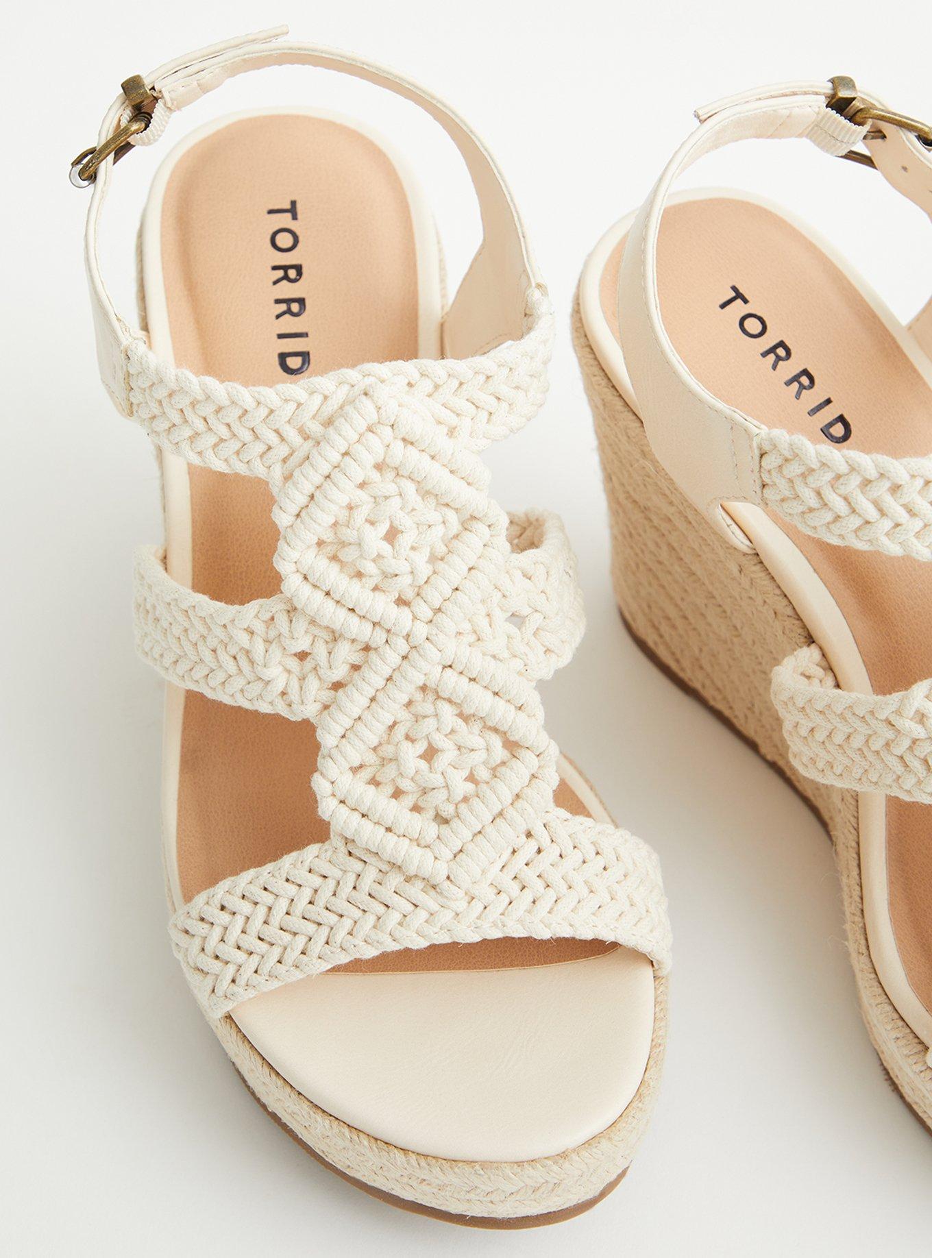 Plus Size Ivory Crocheted Platform Espadrille Wedge (WW), NATURAL, alternate