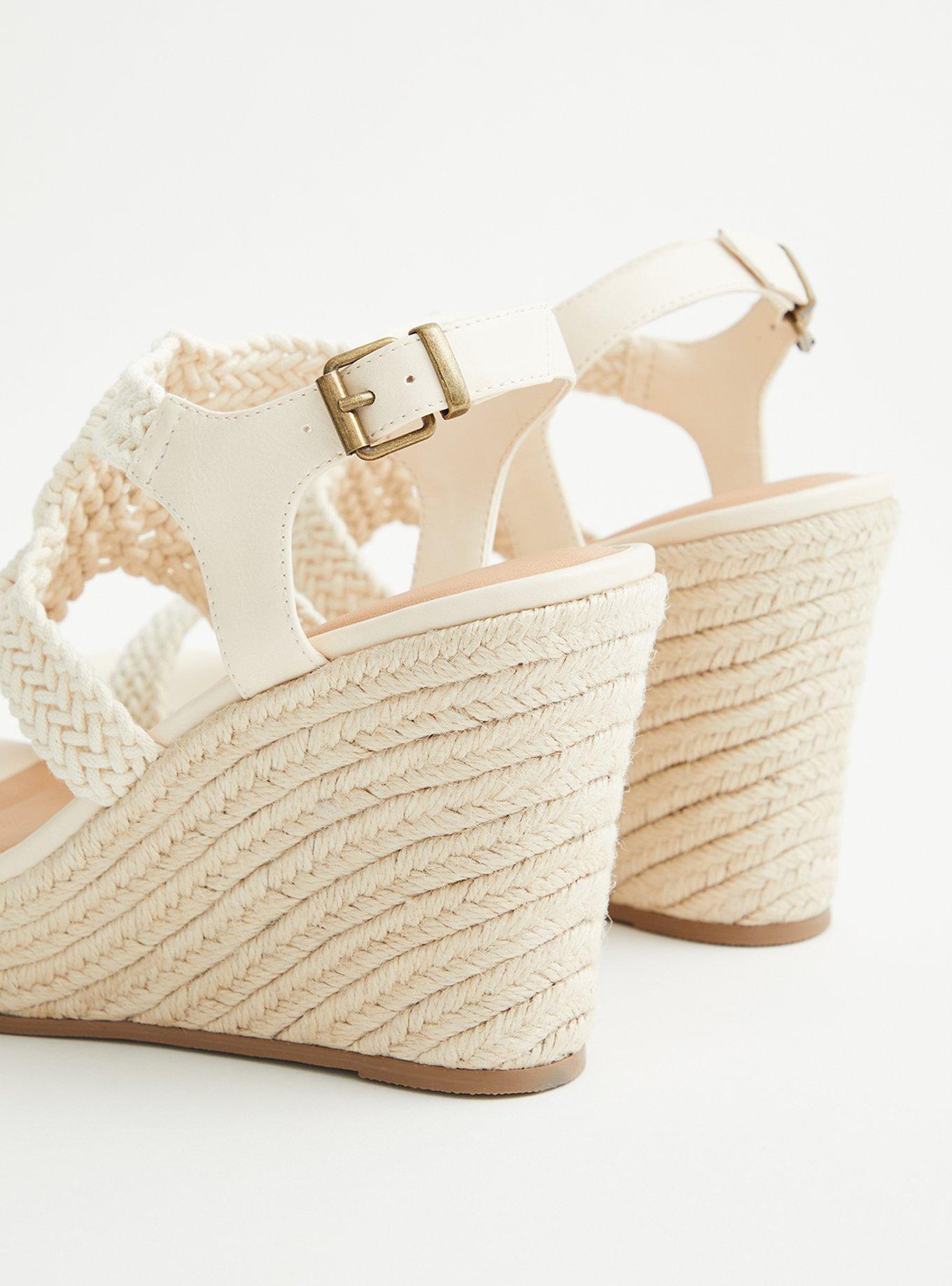 Plus Size Ivory Crocheted Platform Espadrille Wedge (WW), NATURAL, alternate