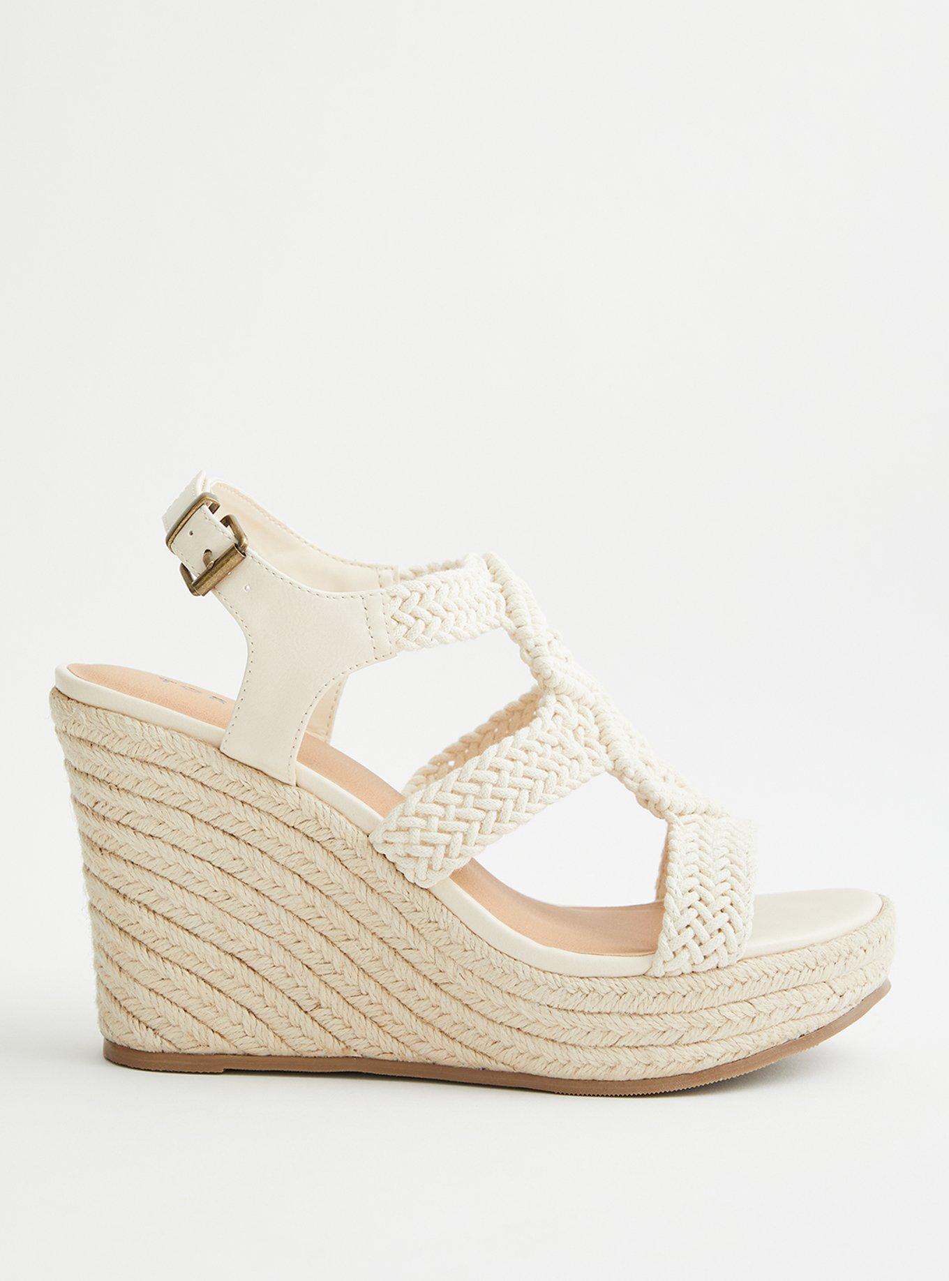Plus Size Ivory Crocheted Platform Espadrille Wedge (WW), NATURAL, alternate