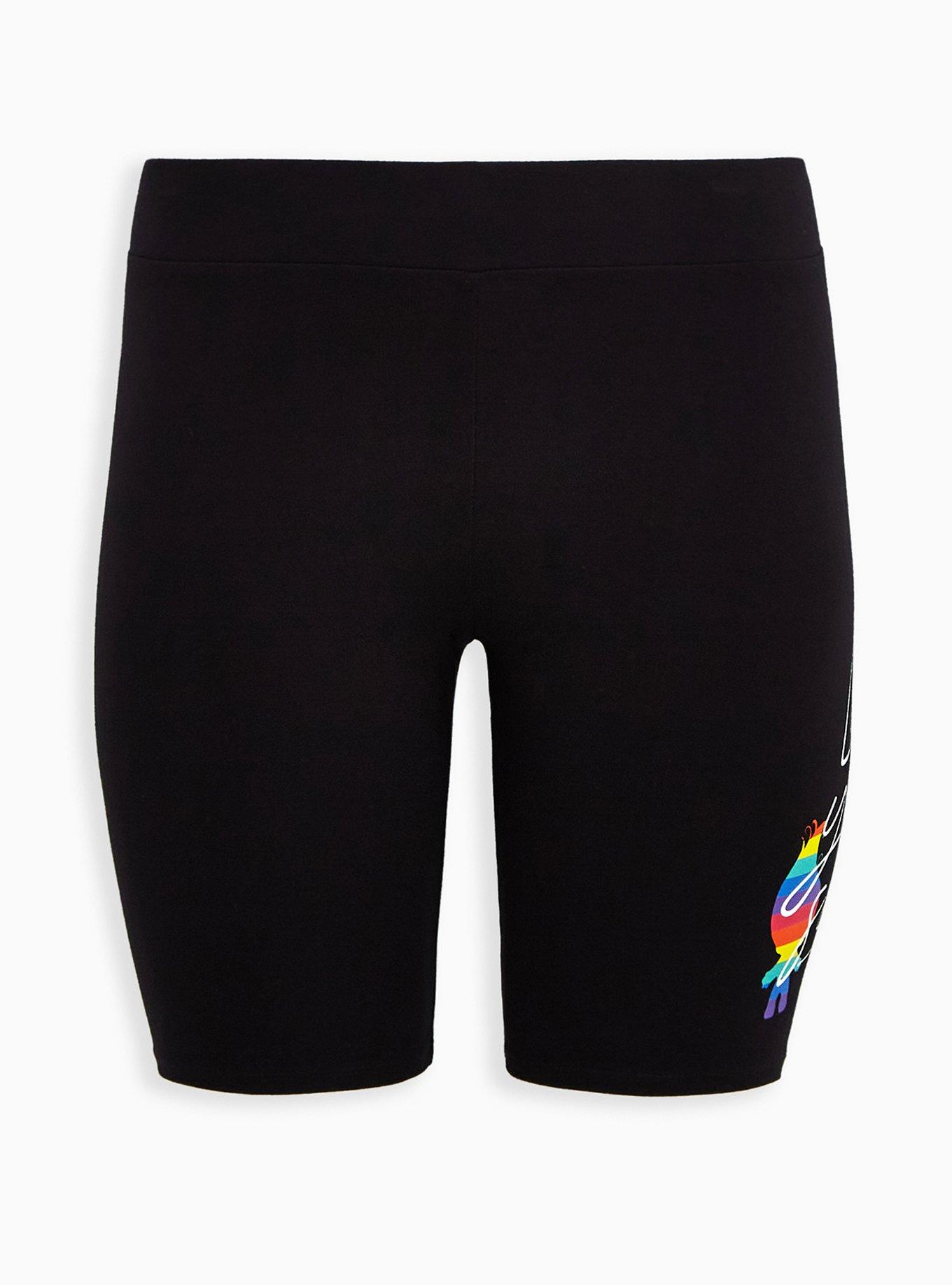 Plus Size Trolls Rainbow Bike Short - Love Yourself Black, DEEP BLACK, alternate