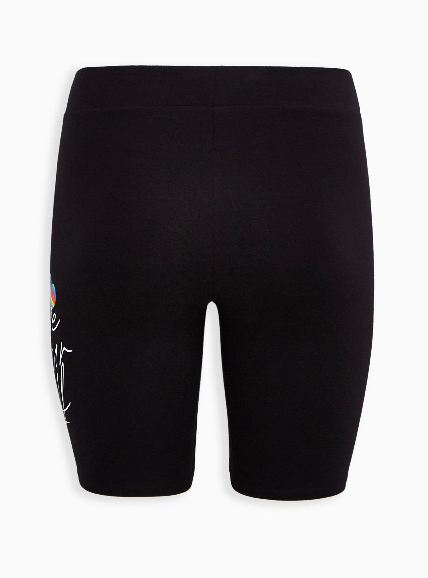 Plus Size Trolls Rainbow Bike Short - Love Yourself Black, DEEP BLACK, alternate