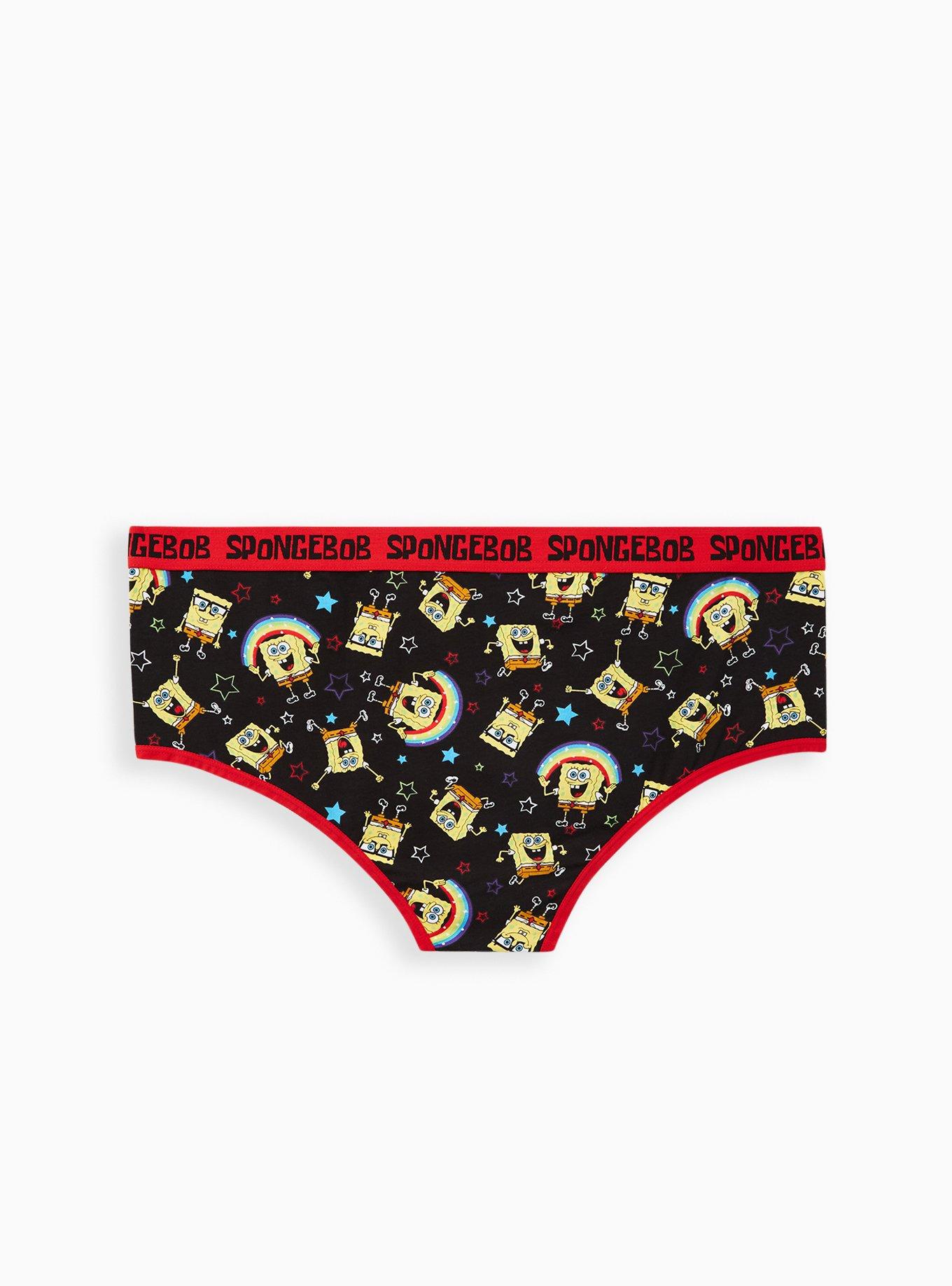 Plus Size - Cotton Cheeky Panty - Nickelodeon SpongeBob SquarePants Rainbow  Black - Torrid