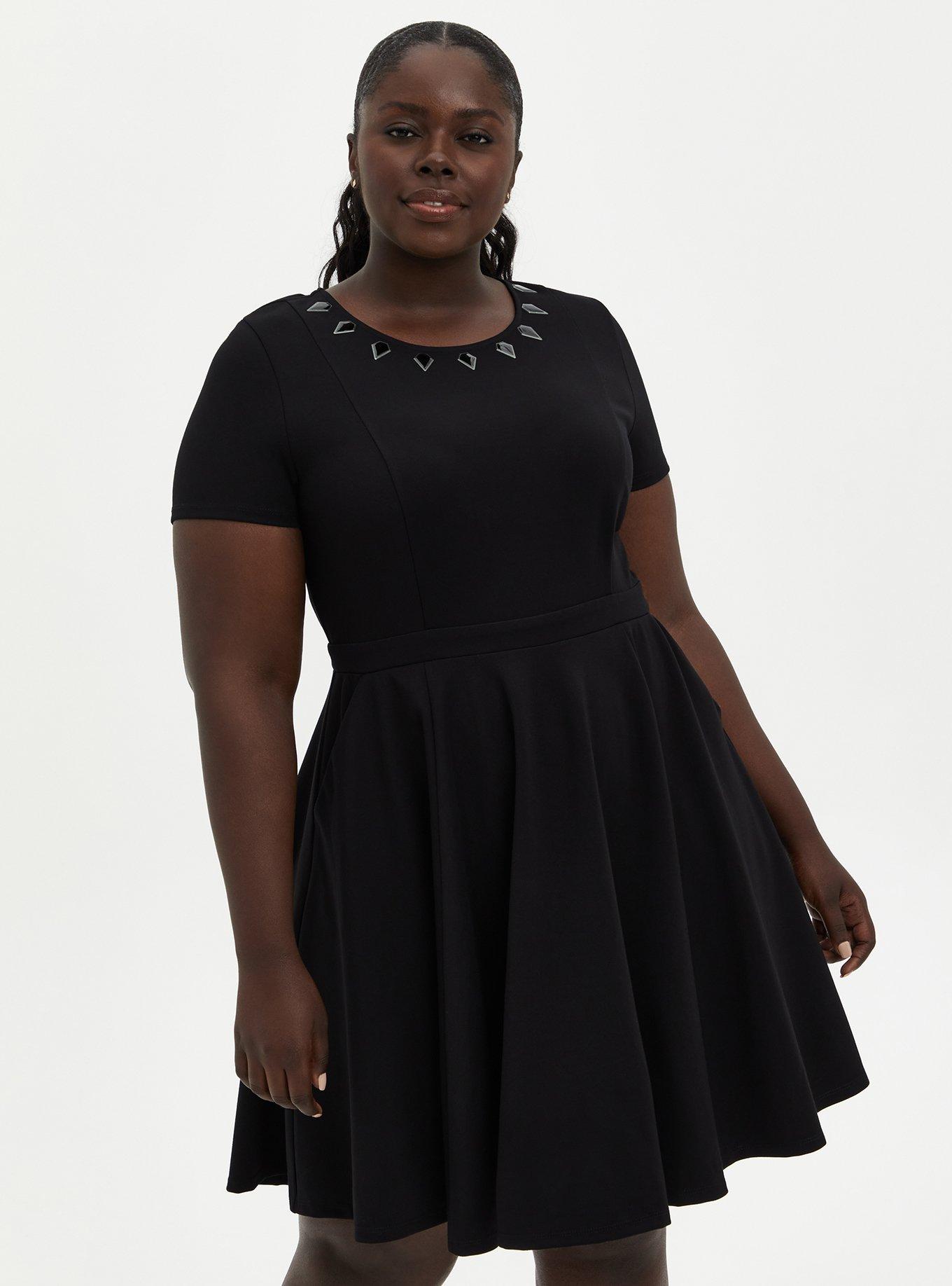 Plus Size - Black Faux Leather Skater Dress - Torrid