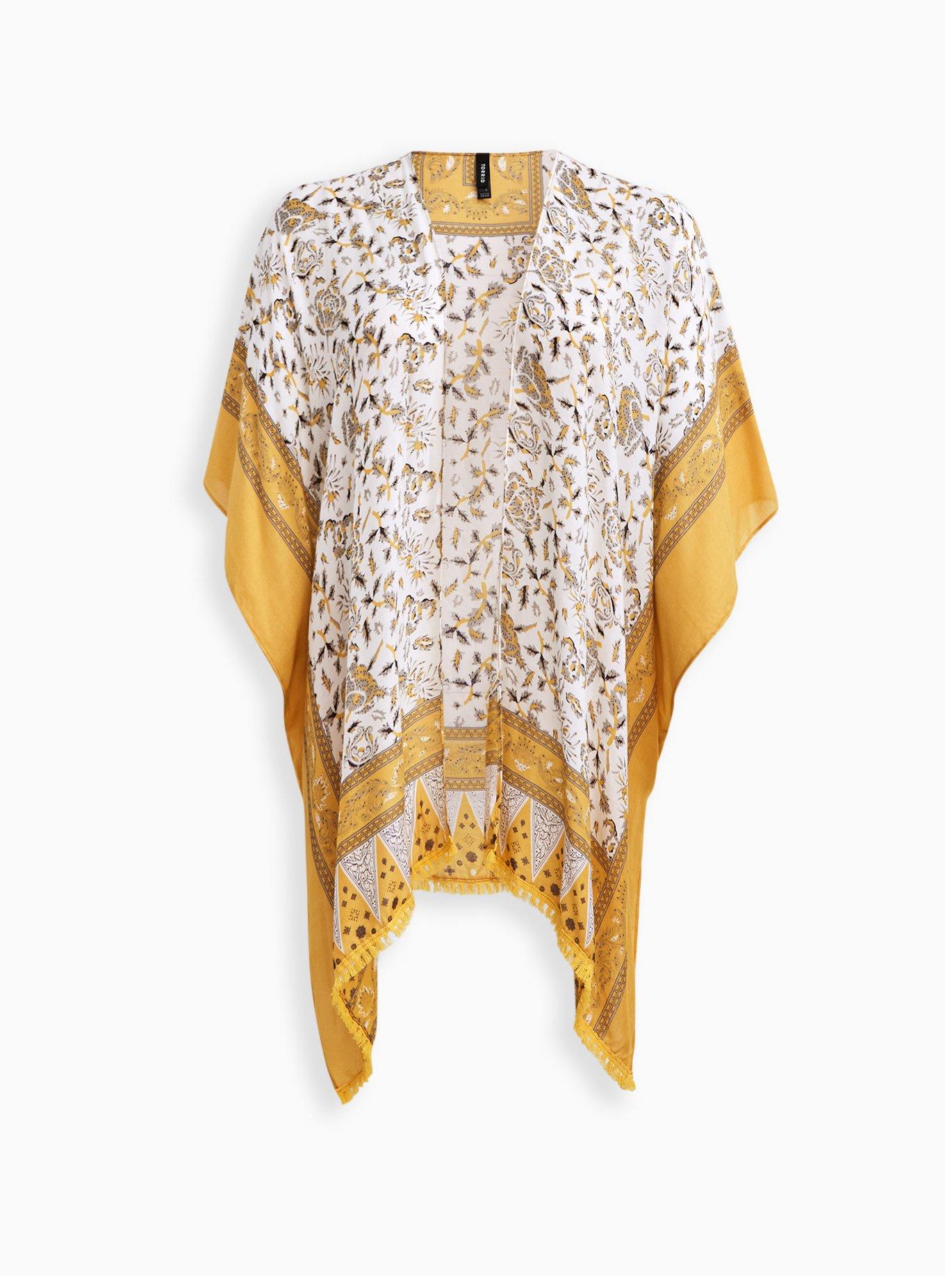 Plus Size Floral Border Print Ruana, , hi-res