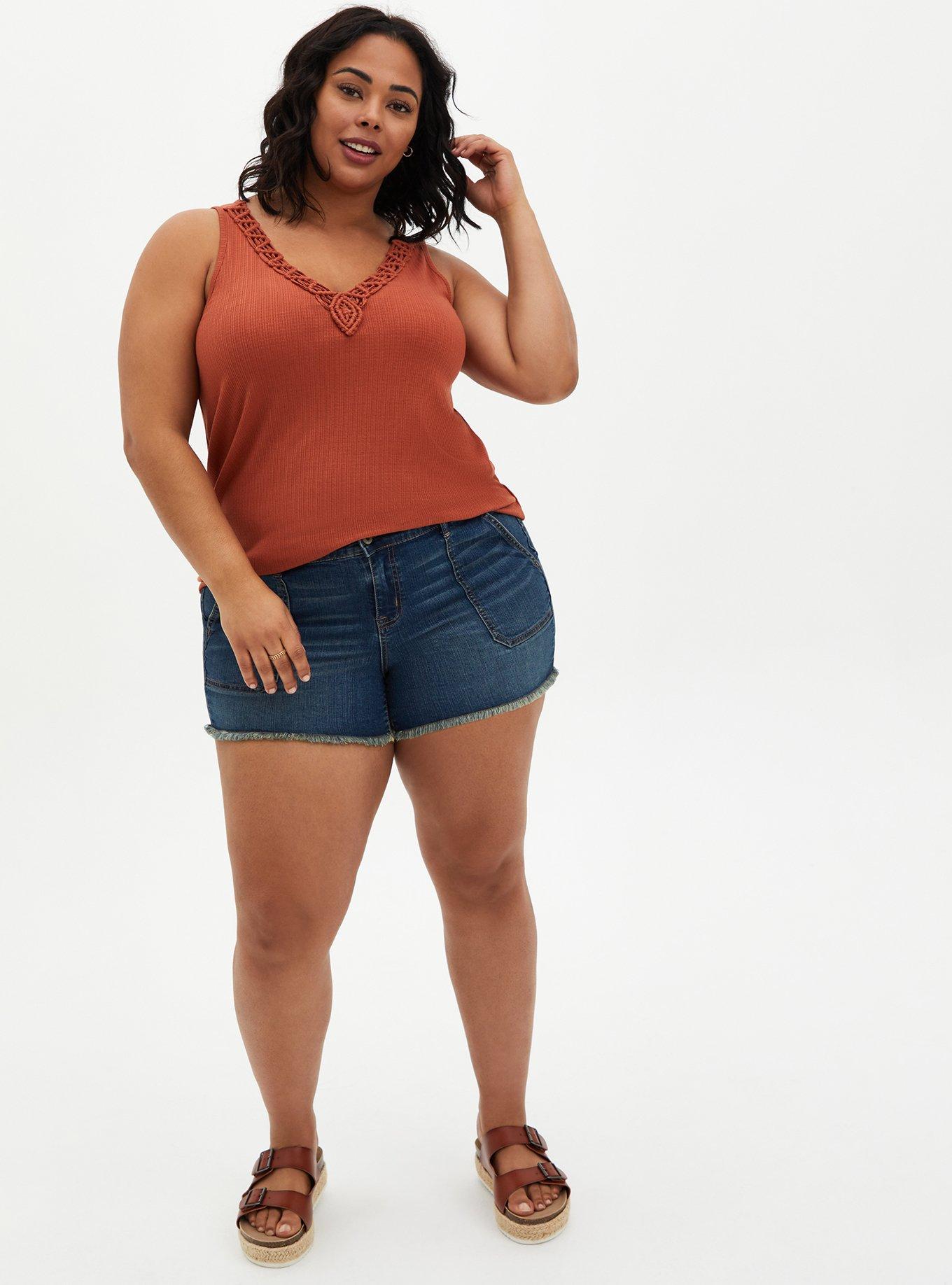 Auburn V-Neck Macrame Tank, ORANGE RUST, alternate