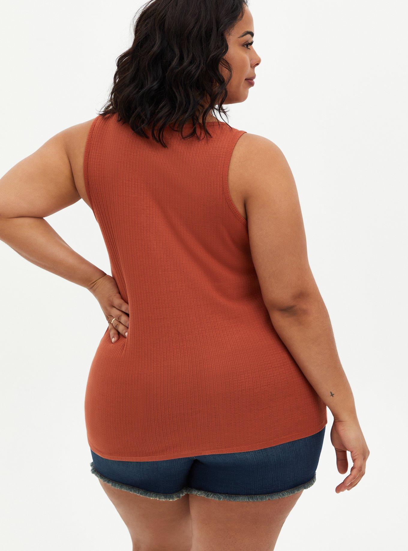 Auburn V-Neck Macrame Tank, ORANGE RUST, alternate