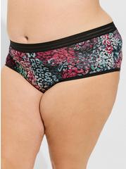 Plus Size Second Skin Mid-Rise Cheeky Panty, CHIC LEOPARD RICH BLACK, alternate