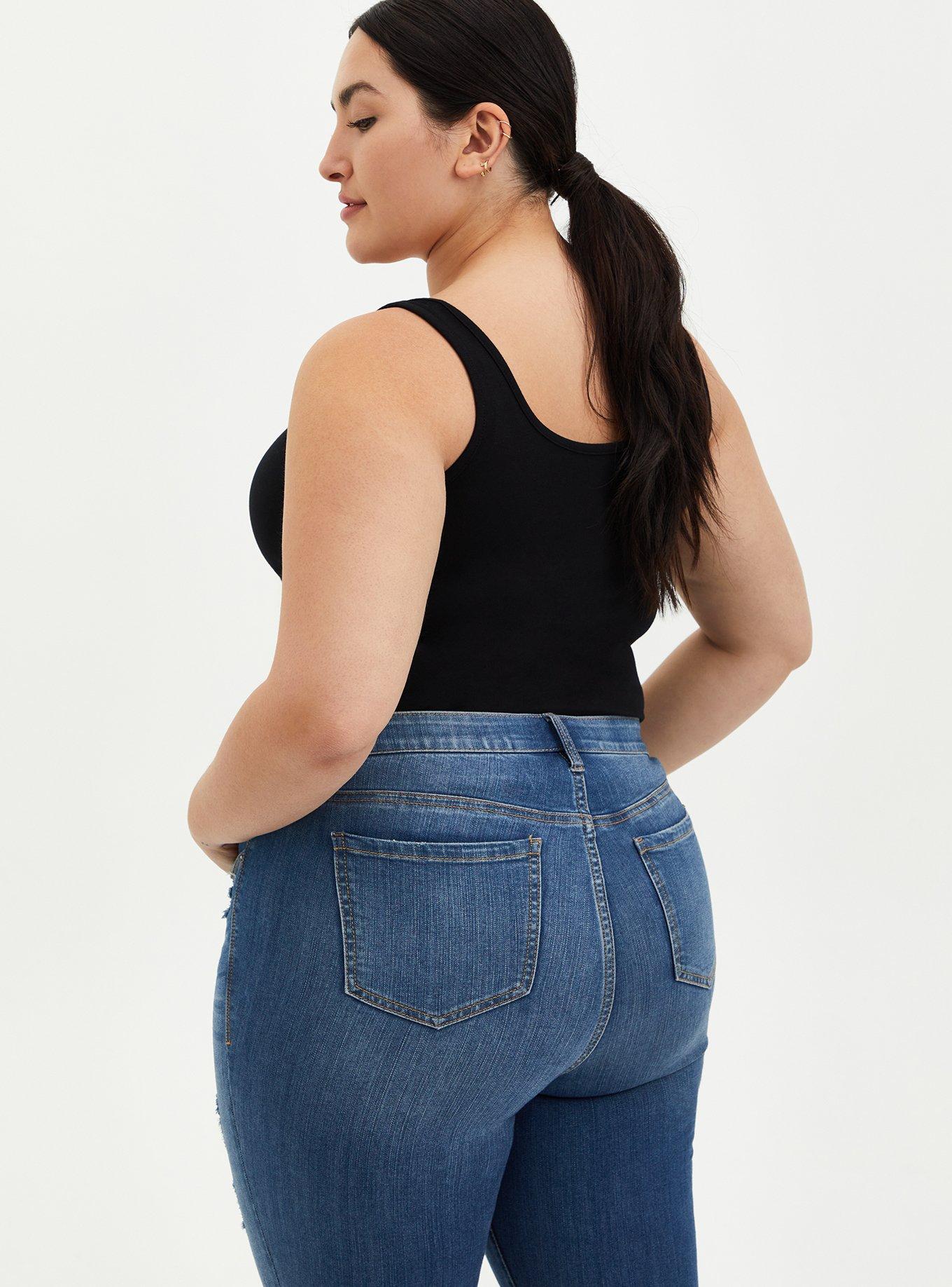 Foxy Double Scoop Neck Tunic Tank, DEEP BLACK, alternate