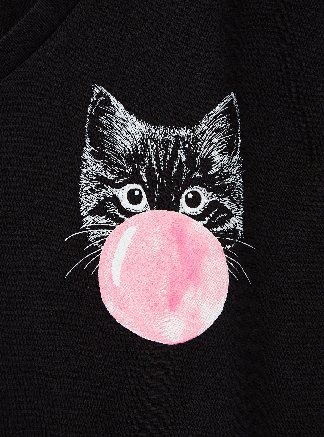 Plus Size Girlfriend Tee - Signature Jersey Black Cat Bubble, DEEP BLACK, alternate