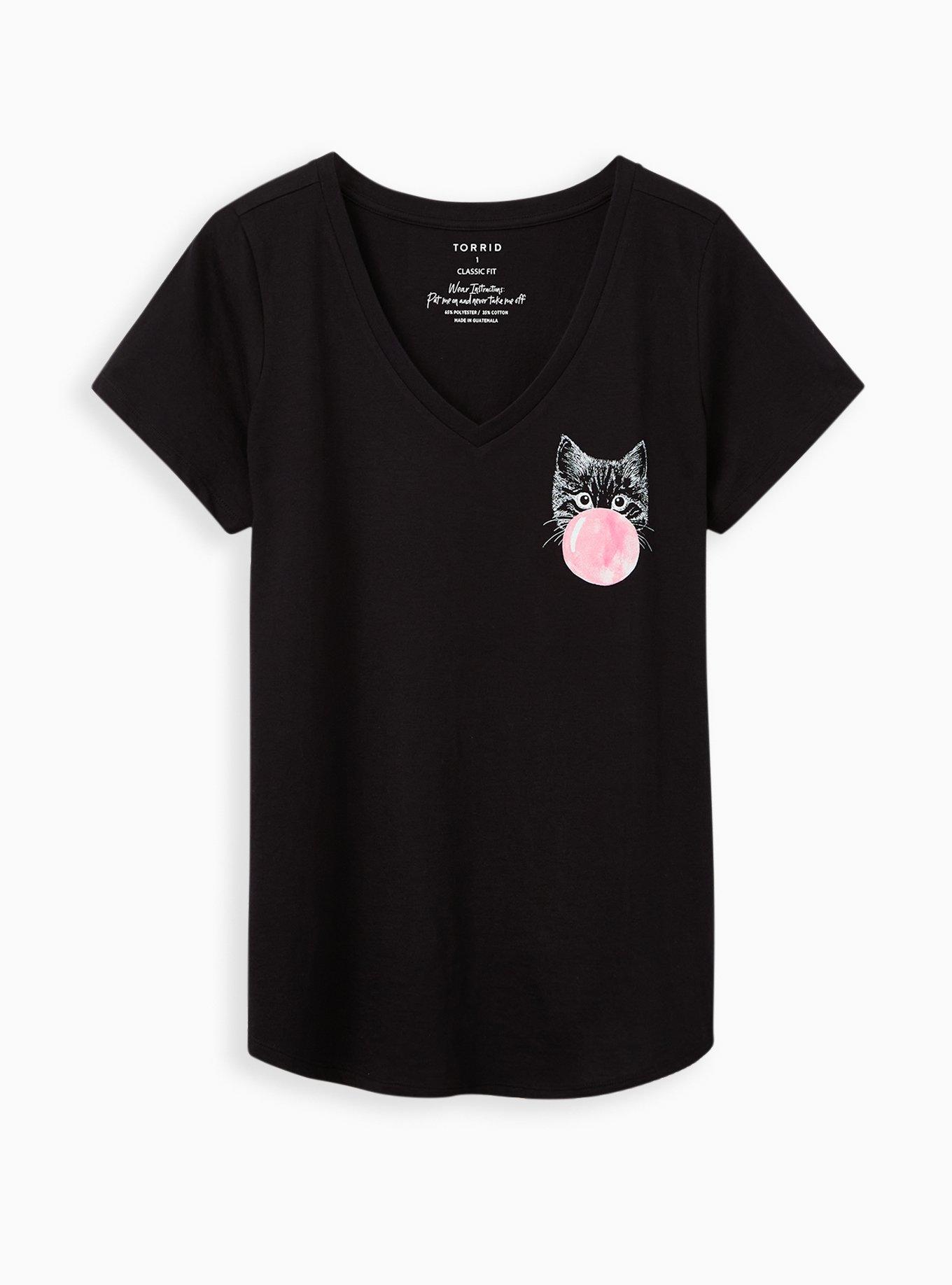 Plus Size - Girlfriend Tee - Signature Jersey Black Cat Bubble - Torrid