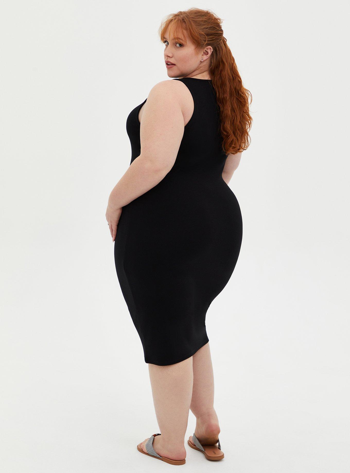 Plus size black bodycon cheap midi dress