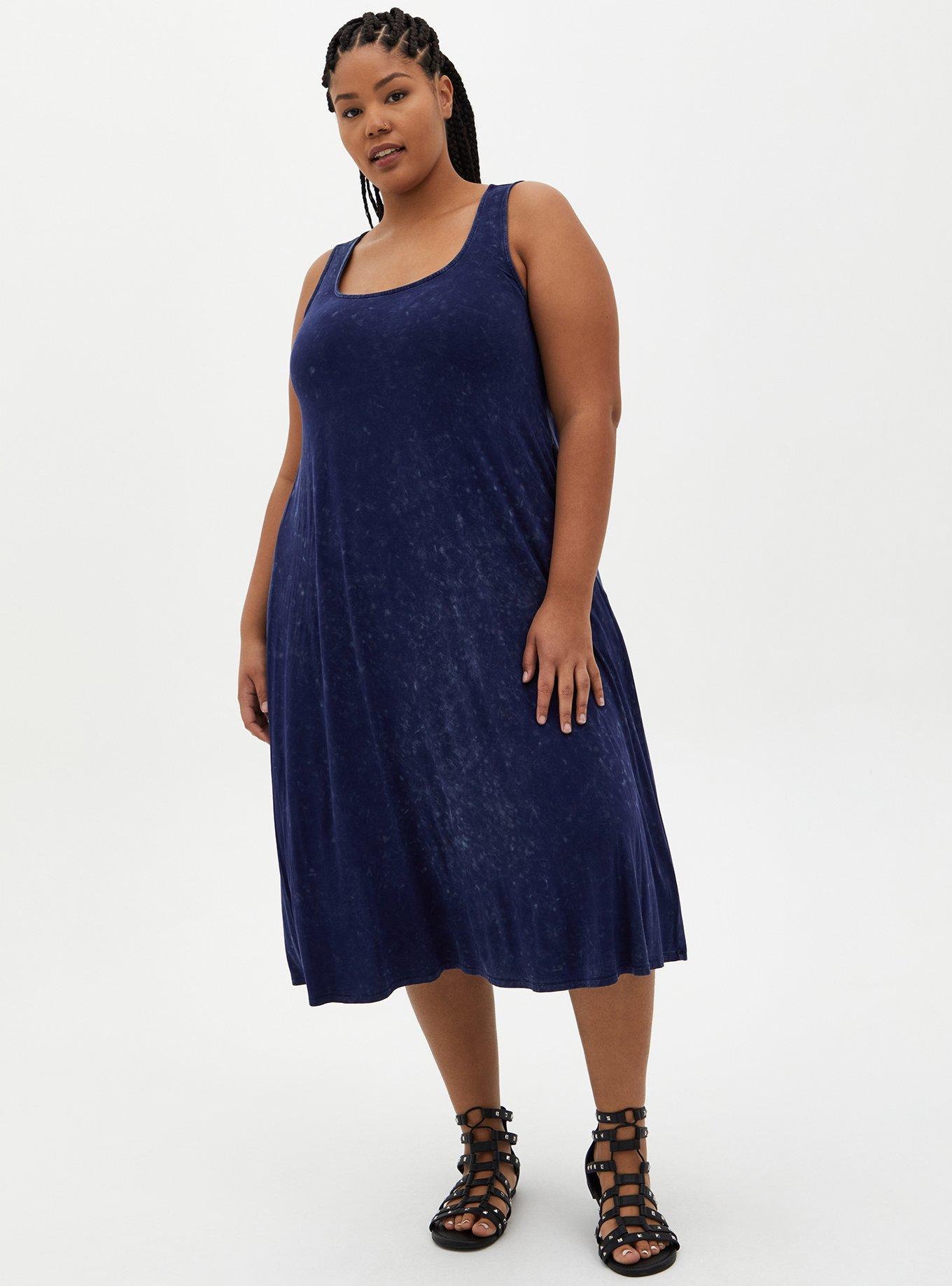 Plus Size - Navy Wash Super Soft Midi Dress - Torrid