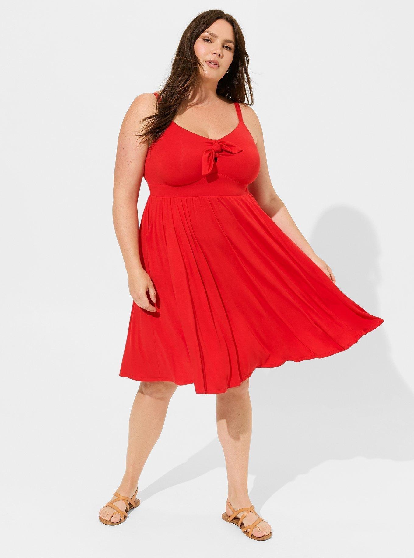 Plus Size Super Soft Tie Front Skater Dress Torrid