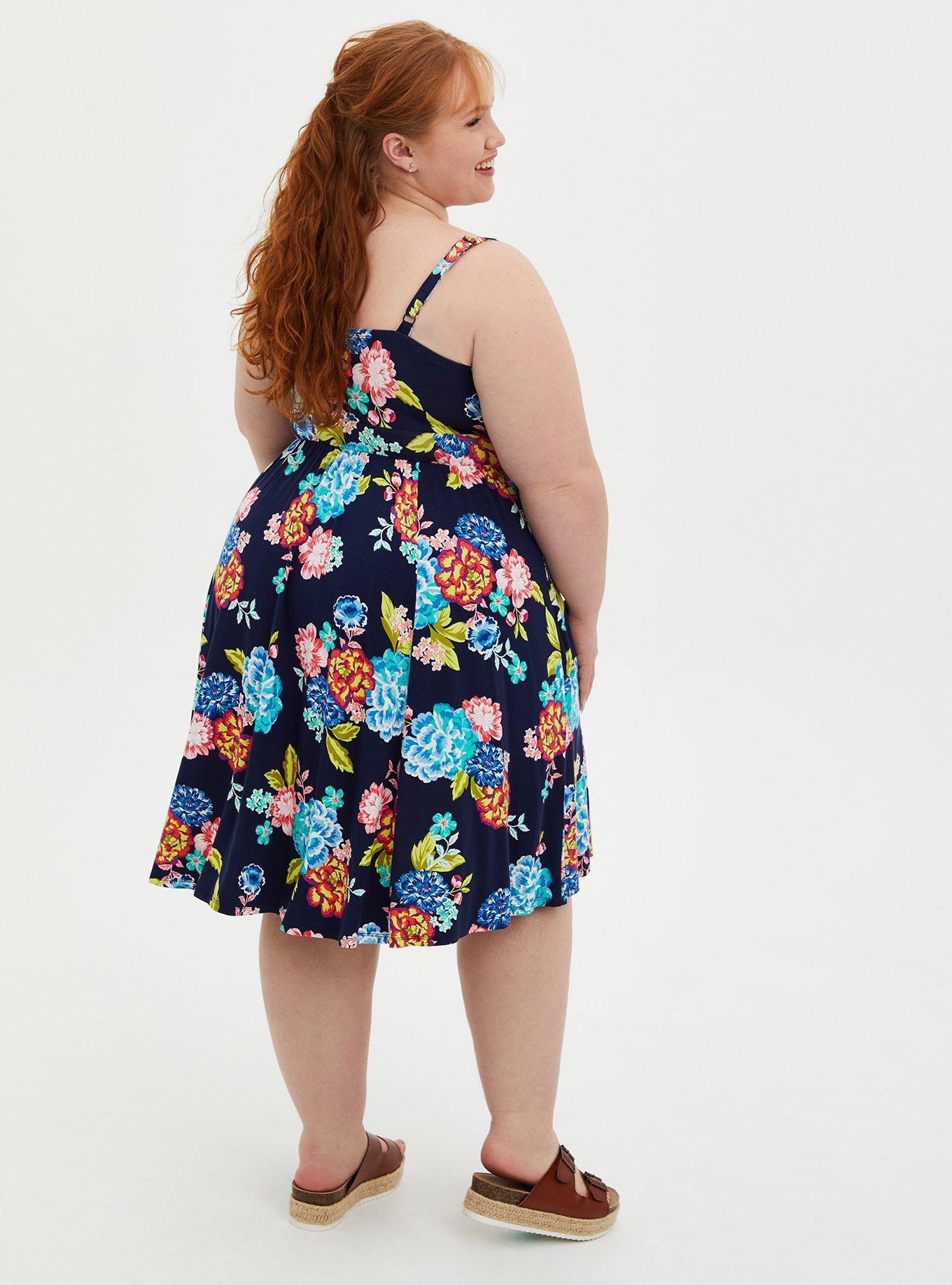 Super Soft Tie Front Skater Dress, FLORAL BLUE, alternate