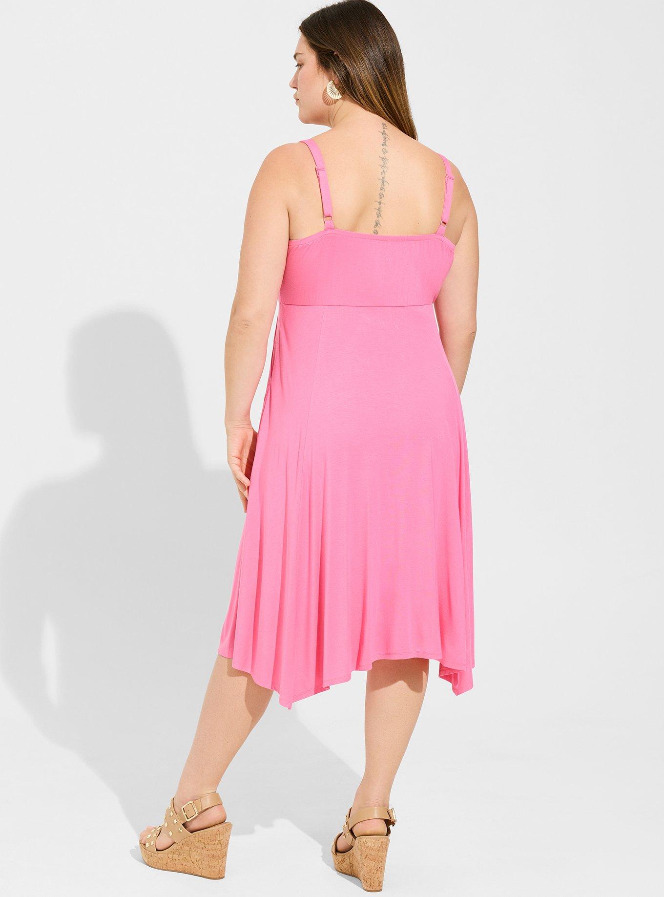 Plus Size Midi Super Soft Handkerchief Dress, SANGRIA SUNSET, alternate