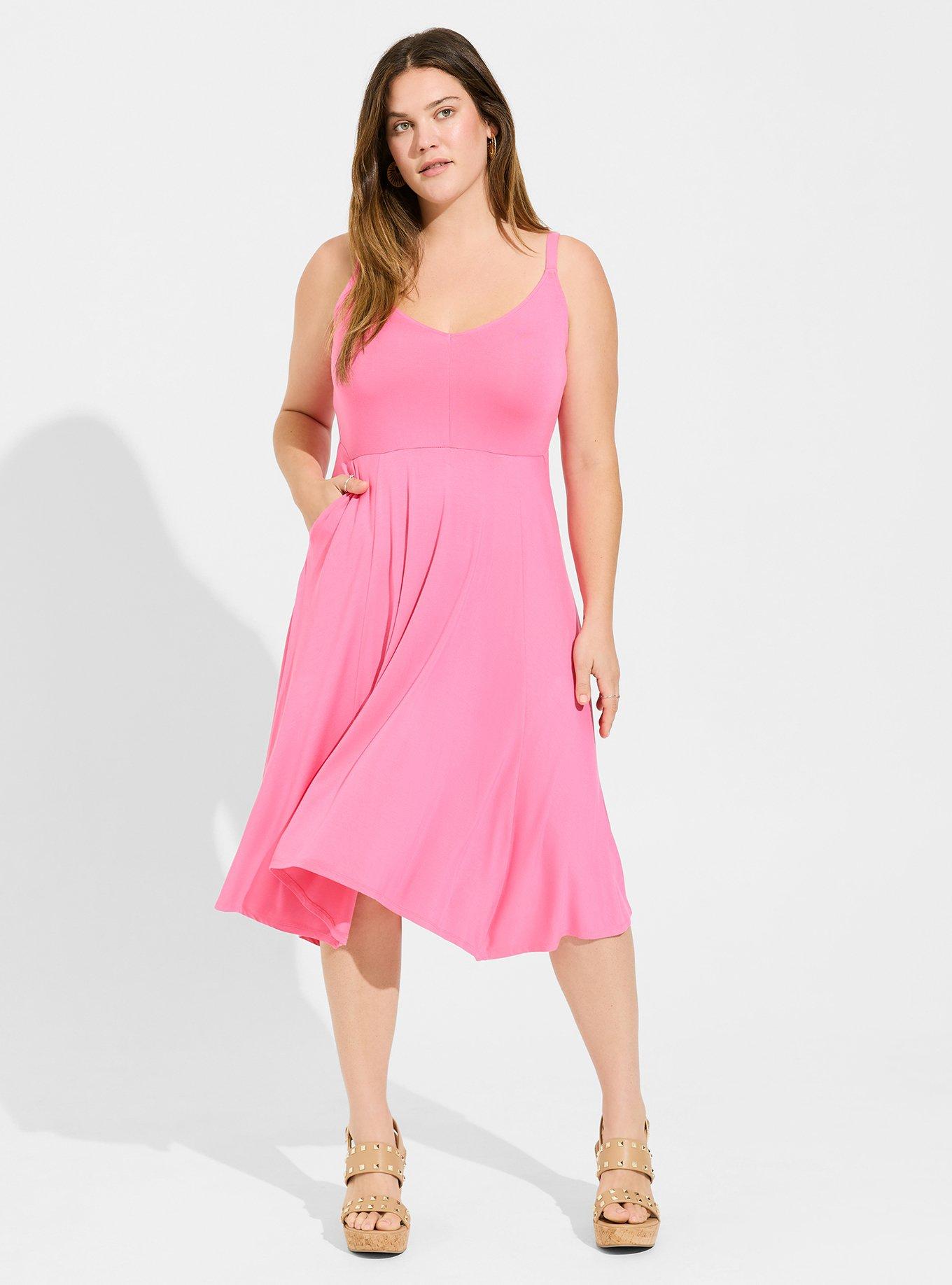 Plus Size Midi Super Soft Handkerchief Dress, SANGRIA SUNSET, hi-res