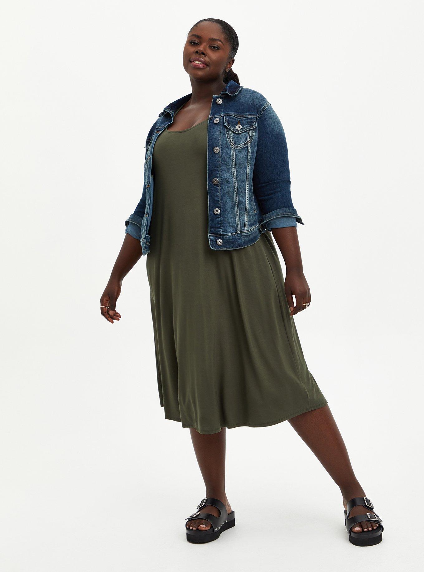 Plus Size Olive Super Soft Midi Dress, DEEP DEPTHS, alternate