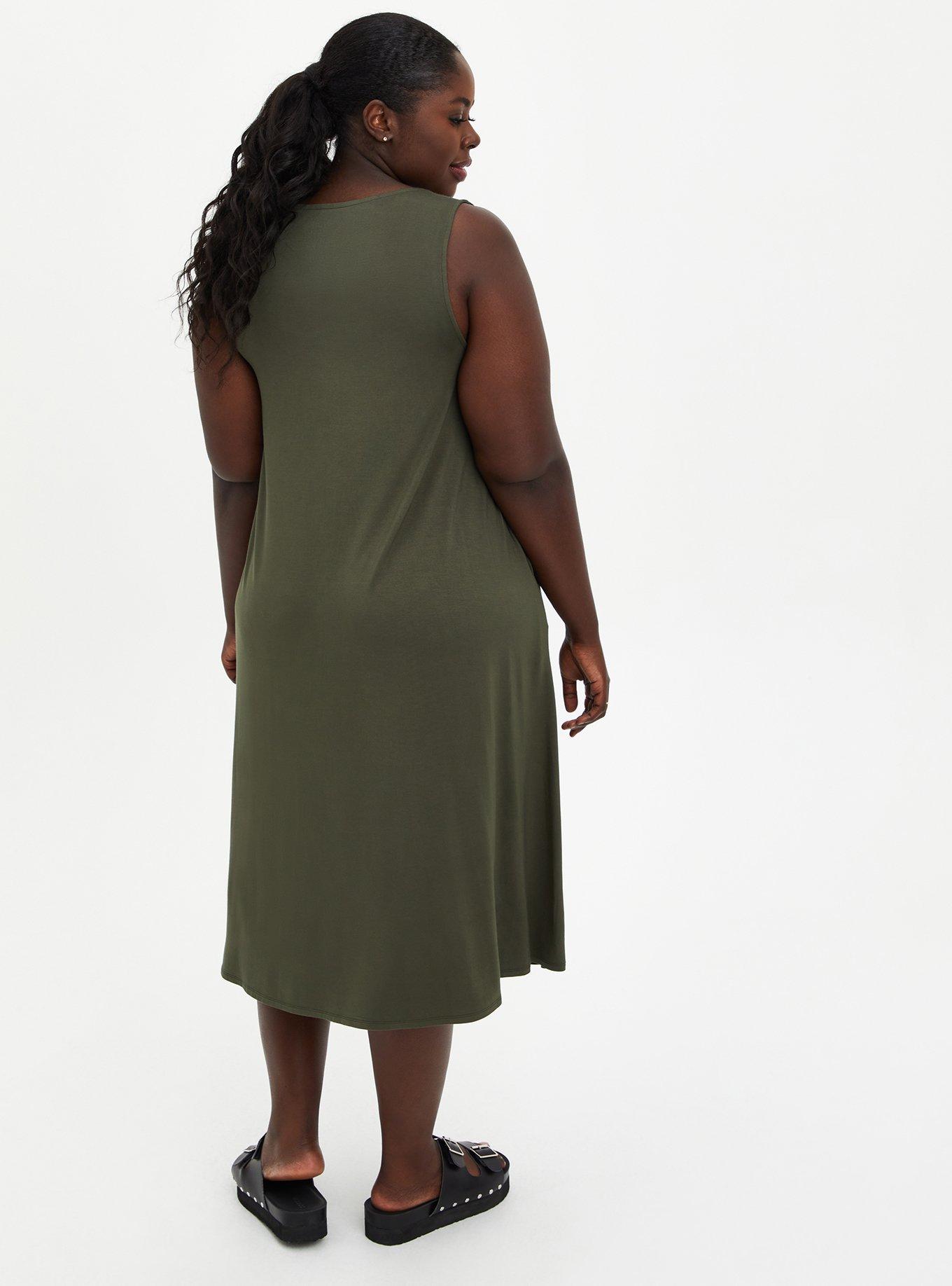 Plus Size Olive Super Soft Midi Dress, DEEP DEPTHS, alternate