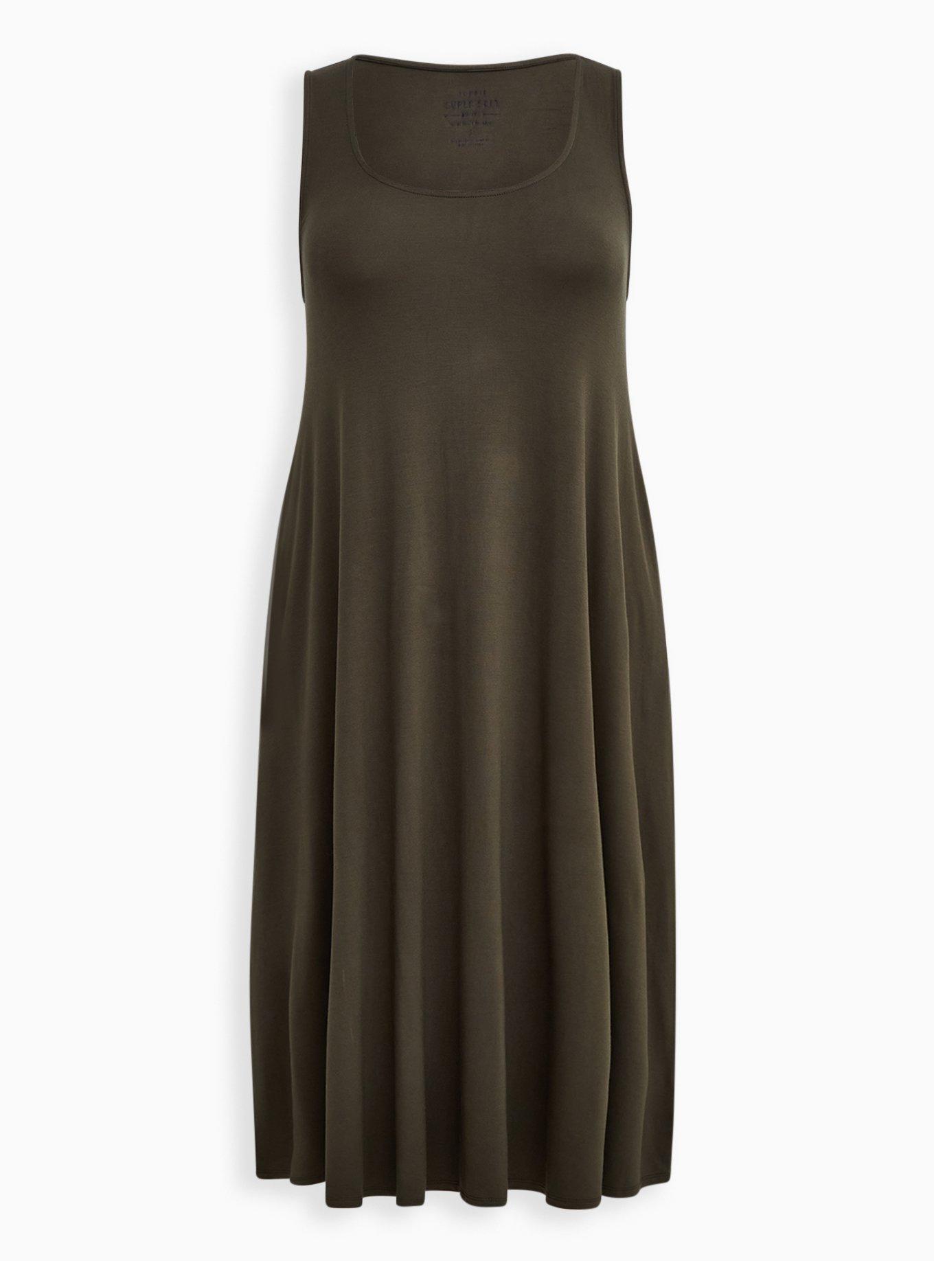 Plus Size Olive Super Soft Midi Dress, DEEP DEPTHS, hi-res