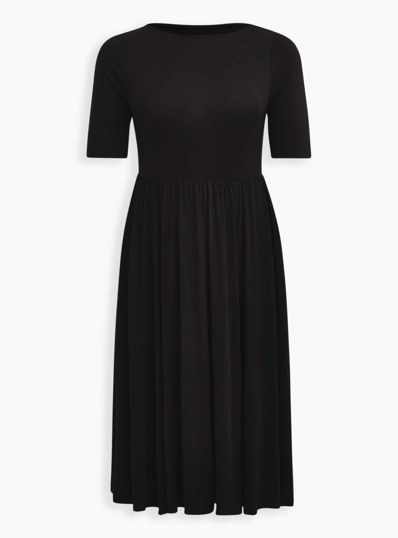 semi formal dress for birthday Boat neck long sleeve mini dress Black Black / Small