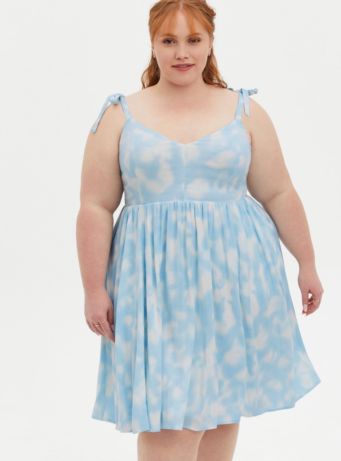 Blue Tie-Dye Tie Strap Skater Dress, TIE DYE BLUE, alternate