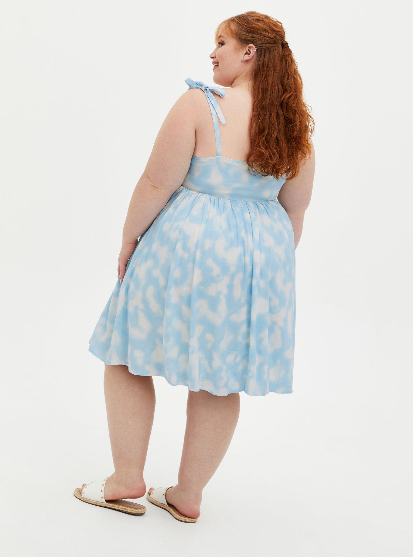 Blue Tie-Dye Tie Strap Skater Dress, TIE DYE BLUE, alternate