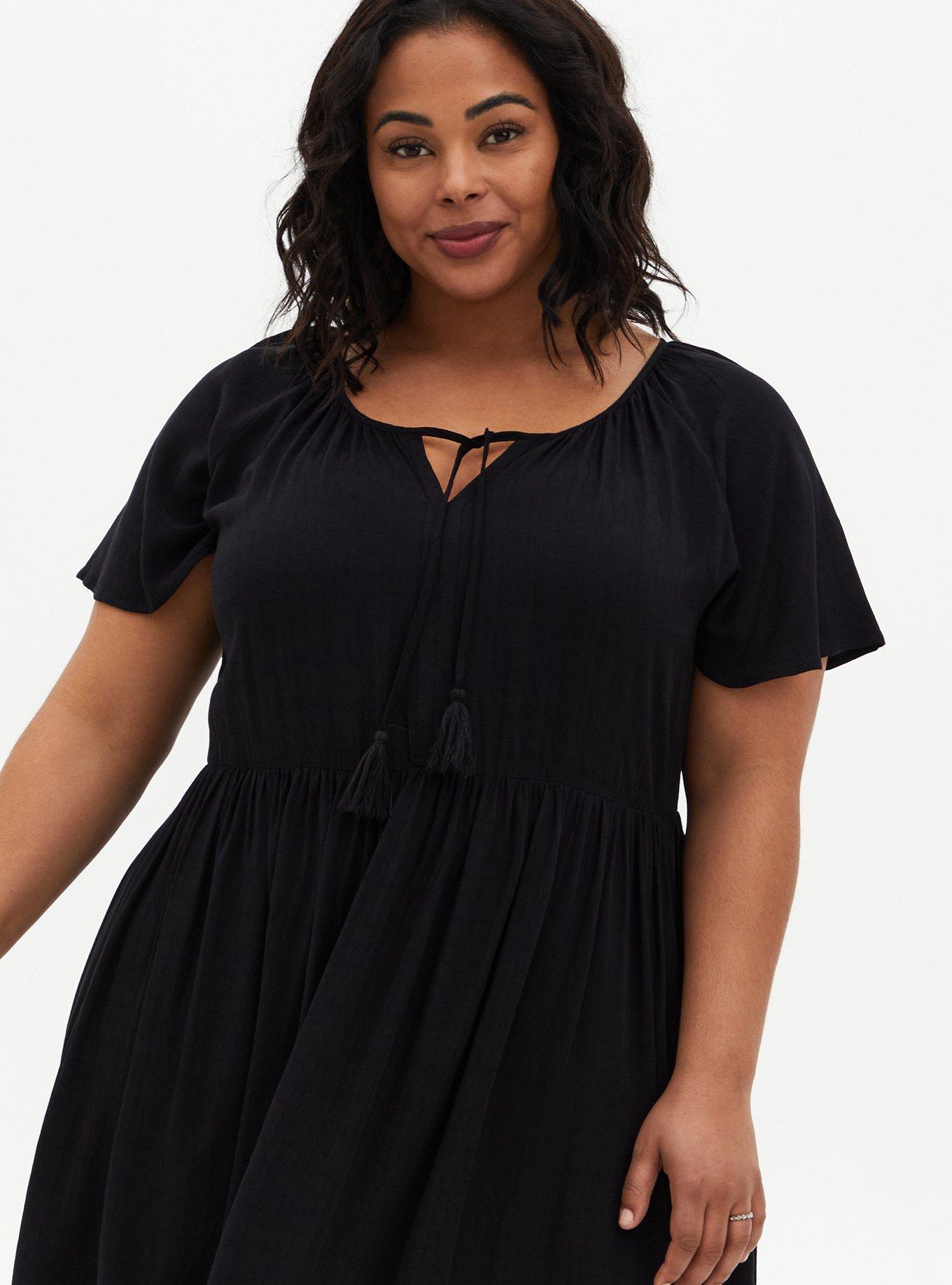 Plus Size - Super Soft Black Babydoll Top - Torrid