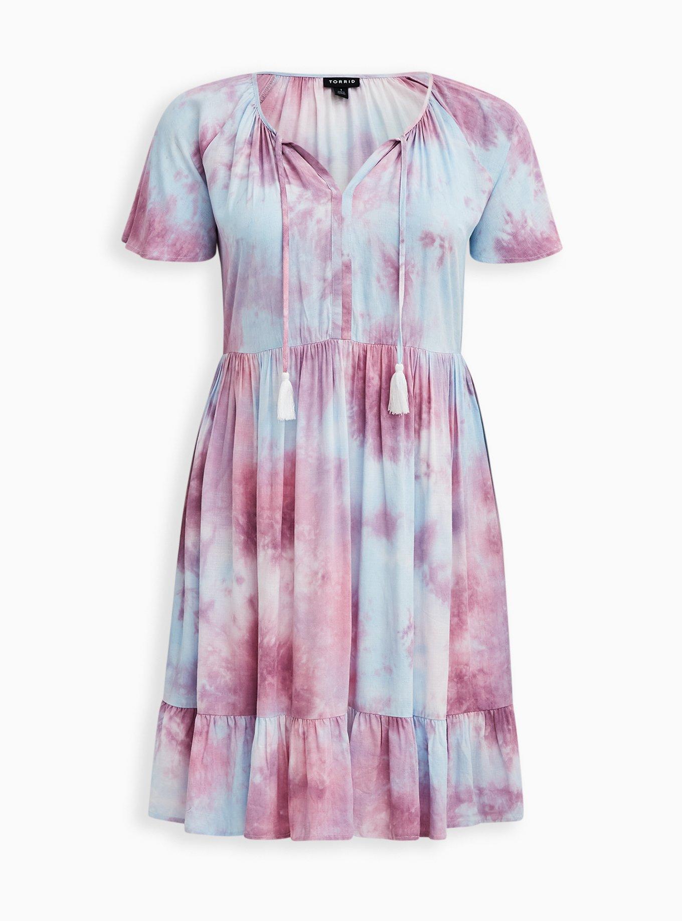 Plus Size Purple Tie Dye Lace Babydoll
