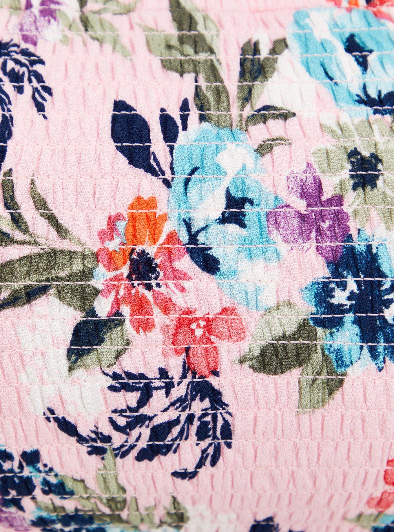 Pink Floral Off Shoulder Gauze Hi-Lo Maxi Dress , FLORAL PINK, alternate