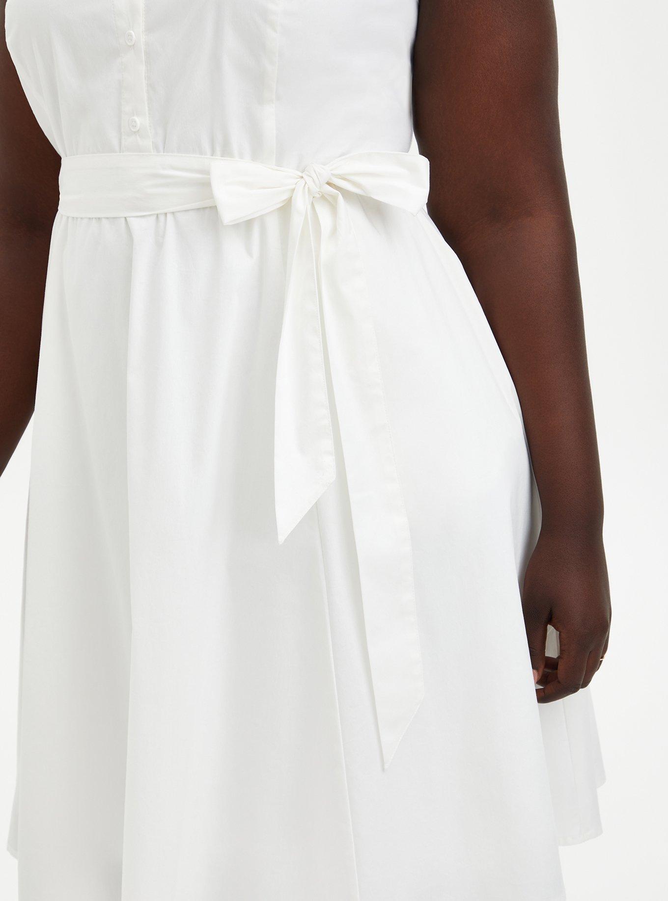 Plus Size White Poplin Collared Shirtdress , CLOUD DANCER, alternate