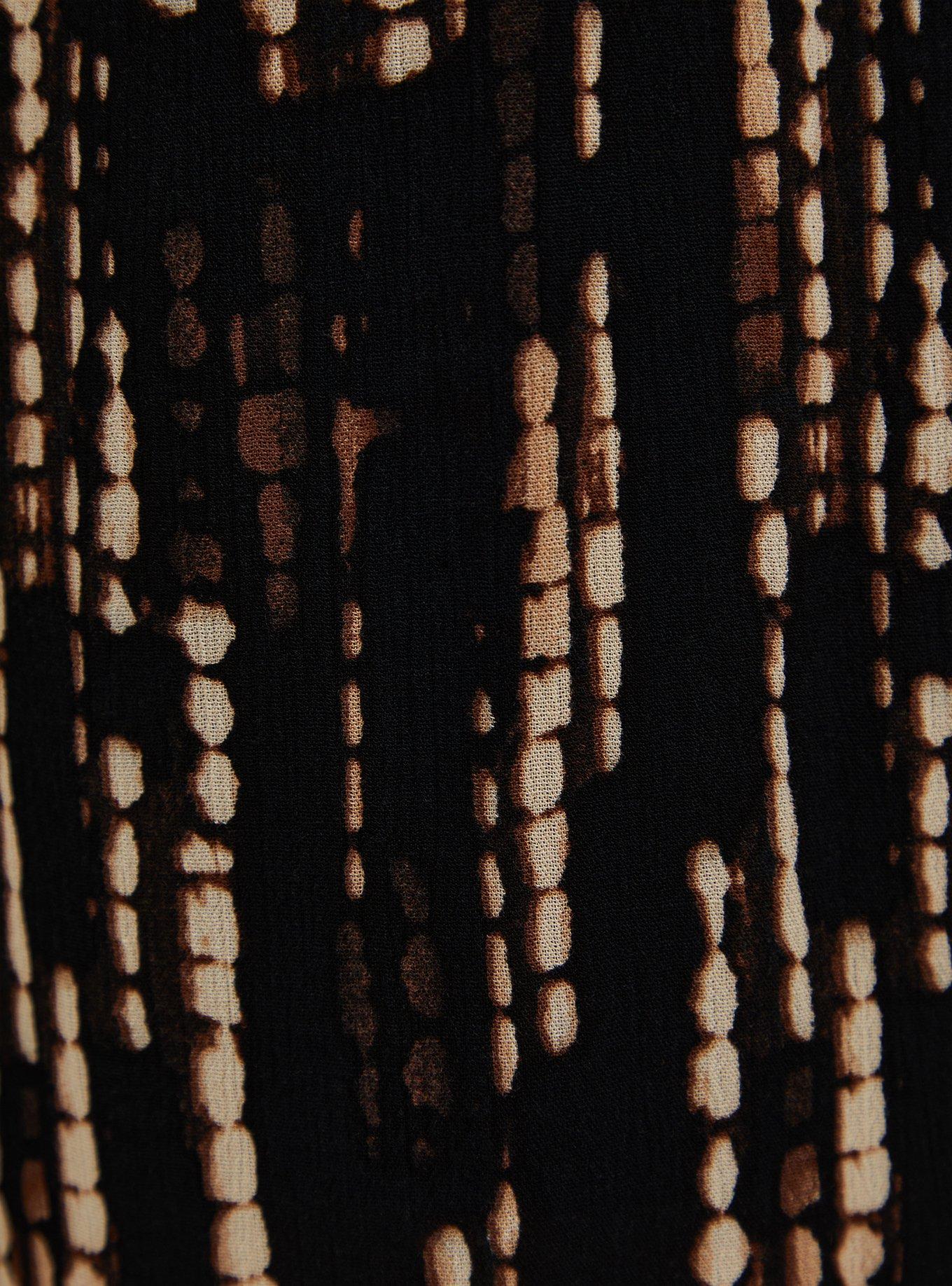 Plus Size Smocked Gaucho Crop Pant - Gauze Print Black , OTHER PRINTS, alternate