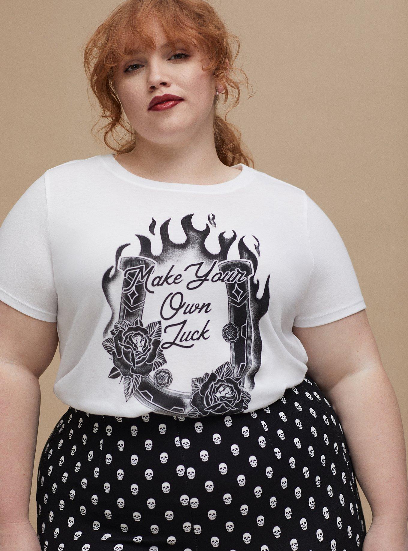 Plus Size Retro Chic Everyday Tee Your Own Luck White Torrid
