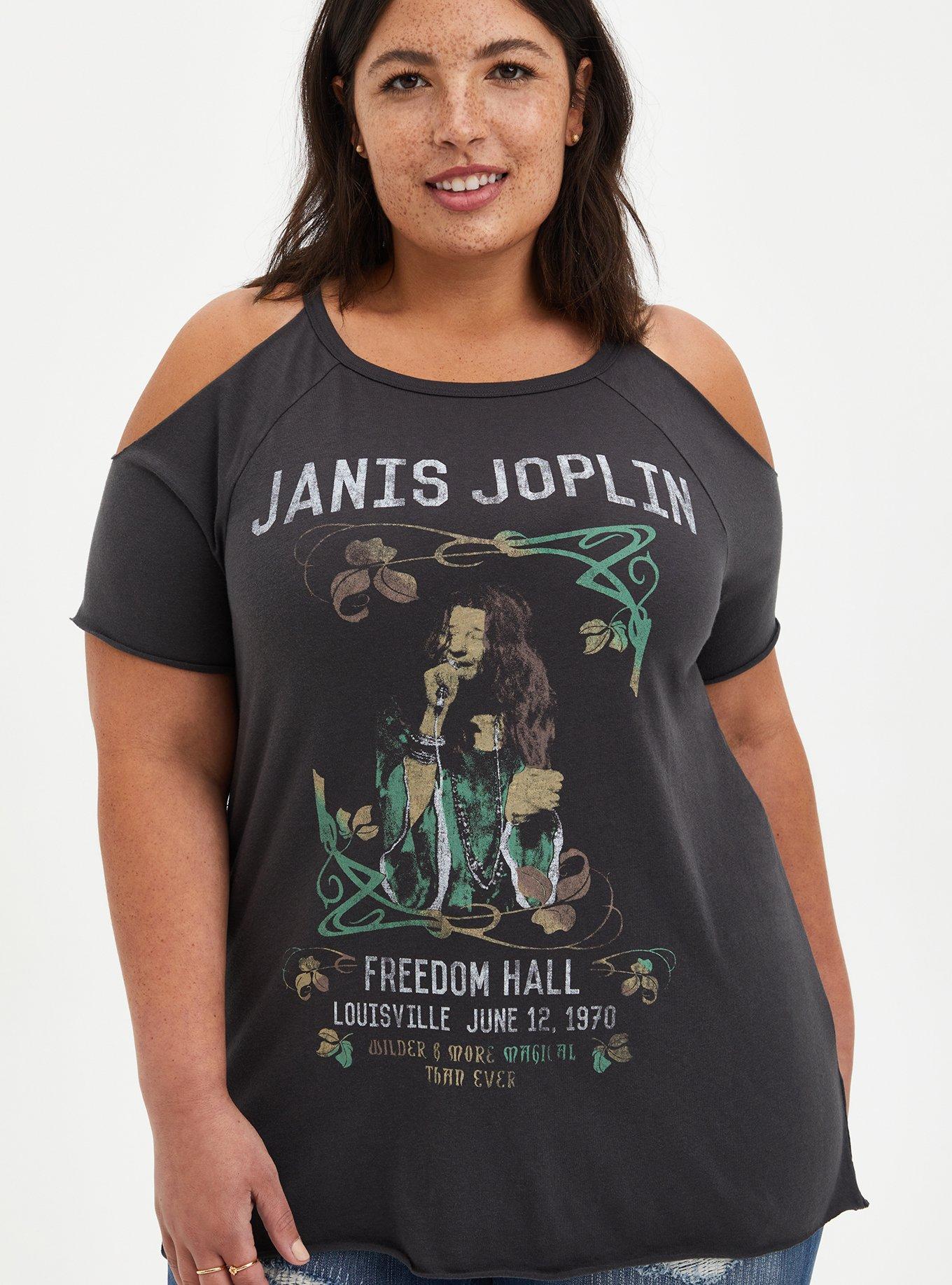 Plus Size - Vintage Black Janis Joplin Cold Shoulder Tee - Torrid