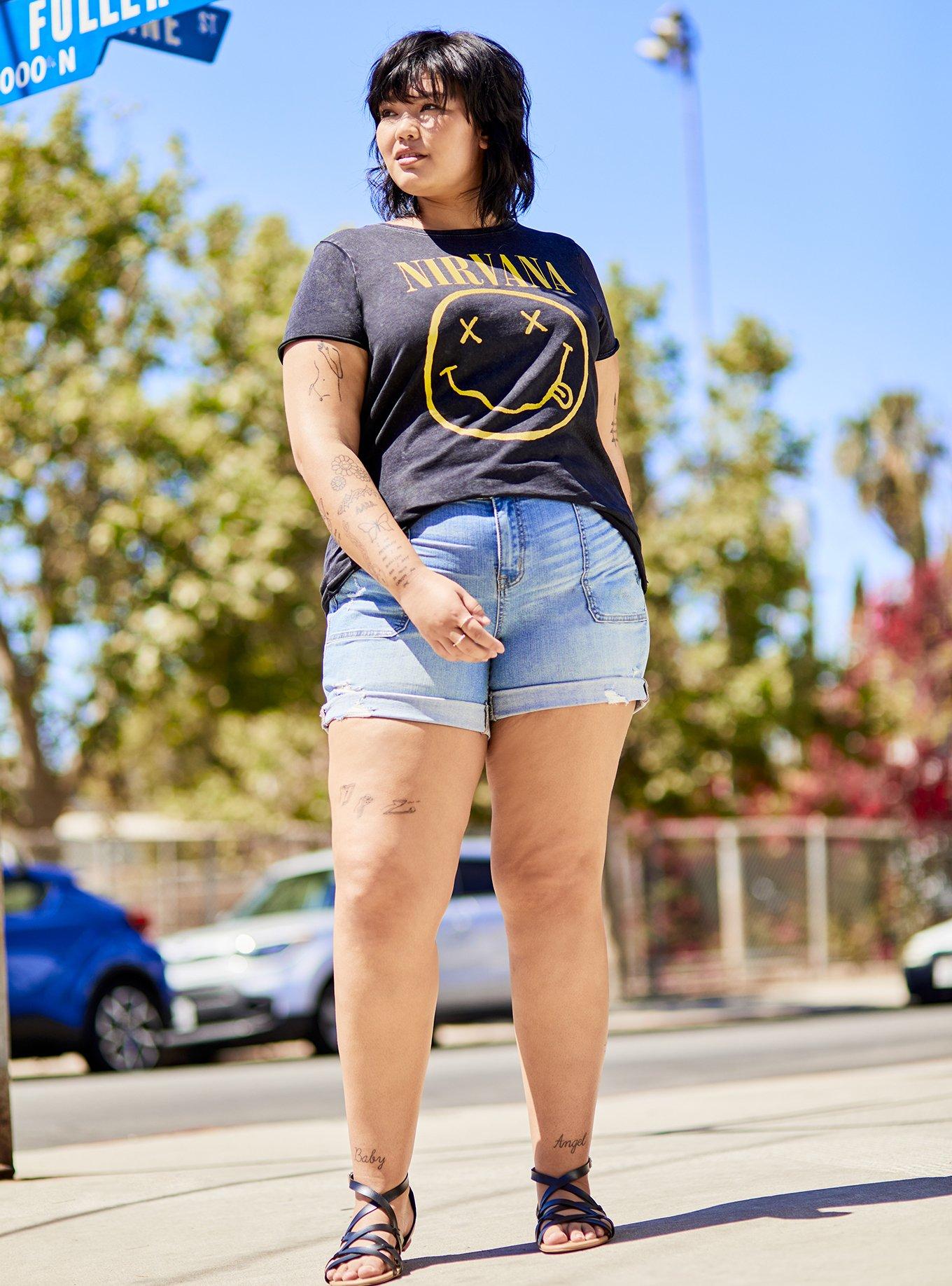 Plus Size - Nirvana Black Mineral Wash Classic Crew Tee - Torrid