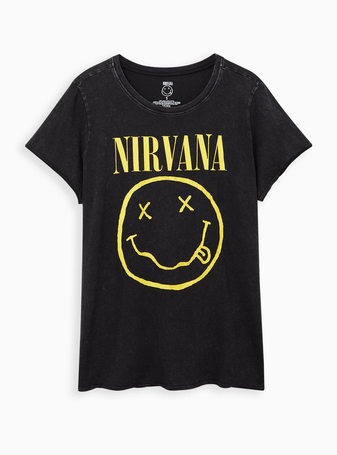 Plus Size - Nirvana Black Mineral Wash Classic Crew Tee - Torrid