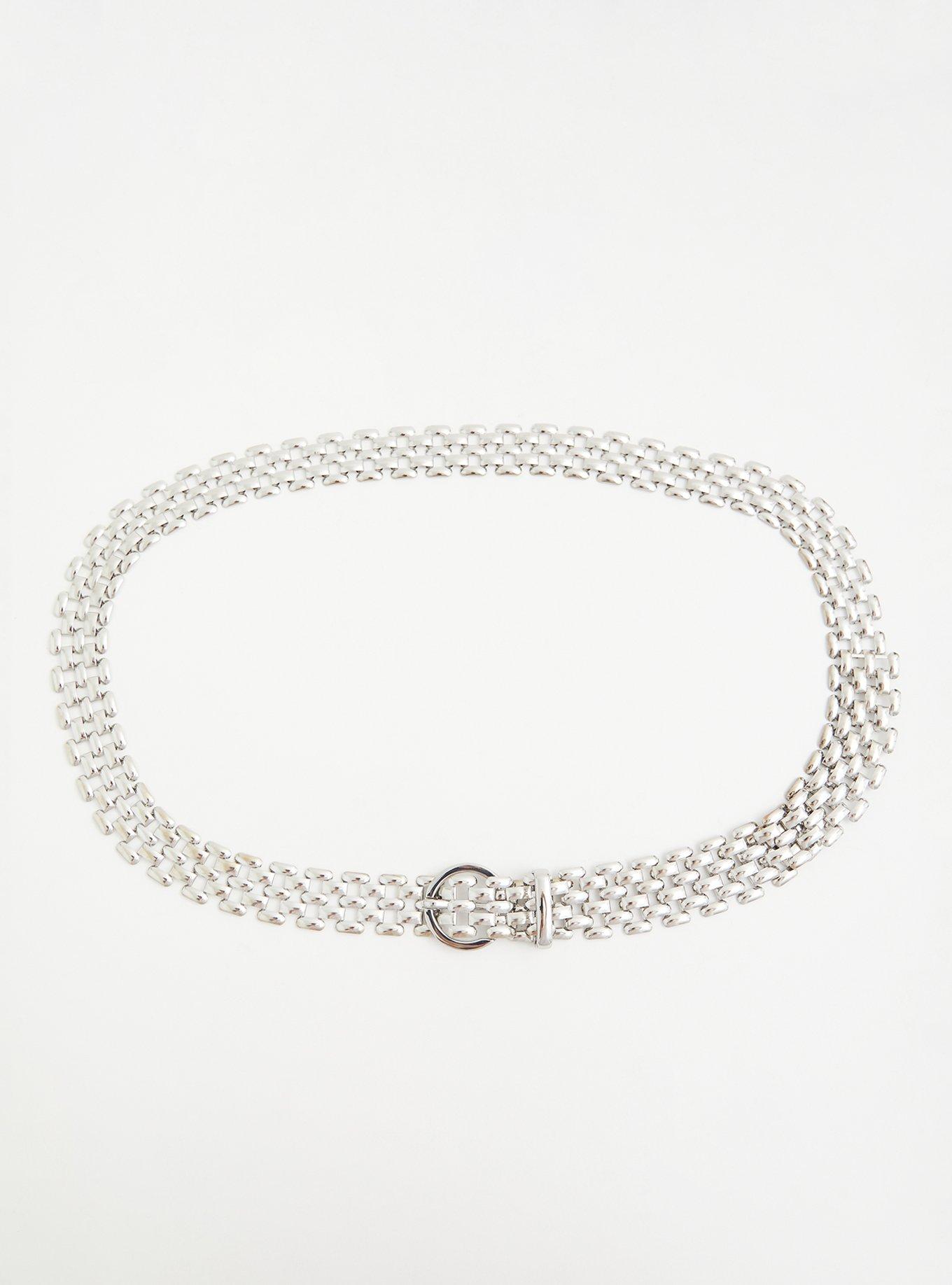 Silver Tone Metal Link Belt , SILVER, hi-res