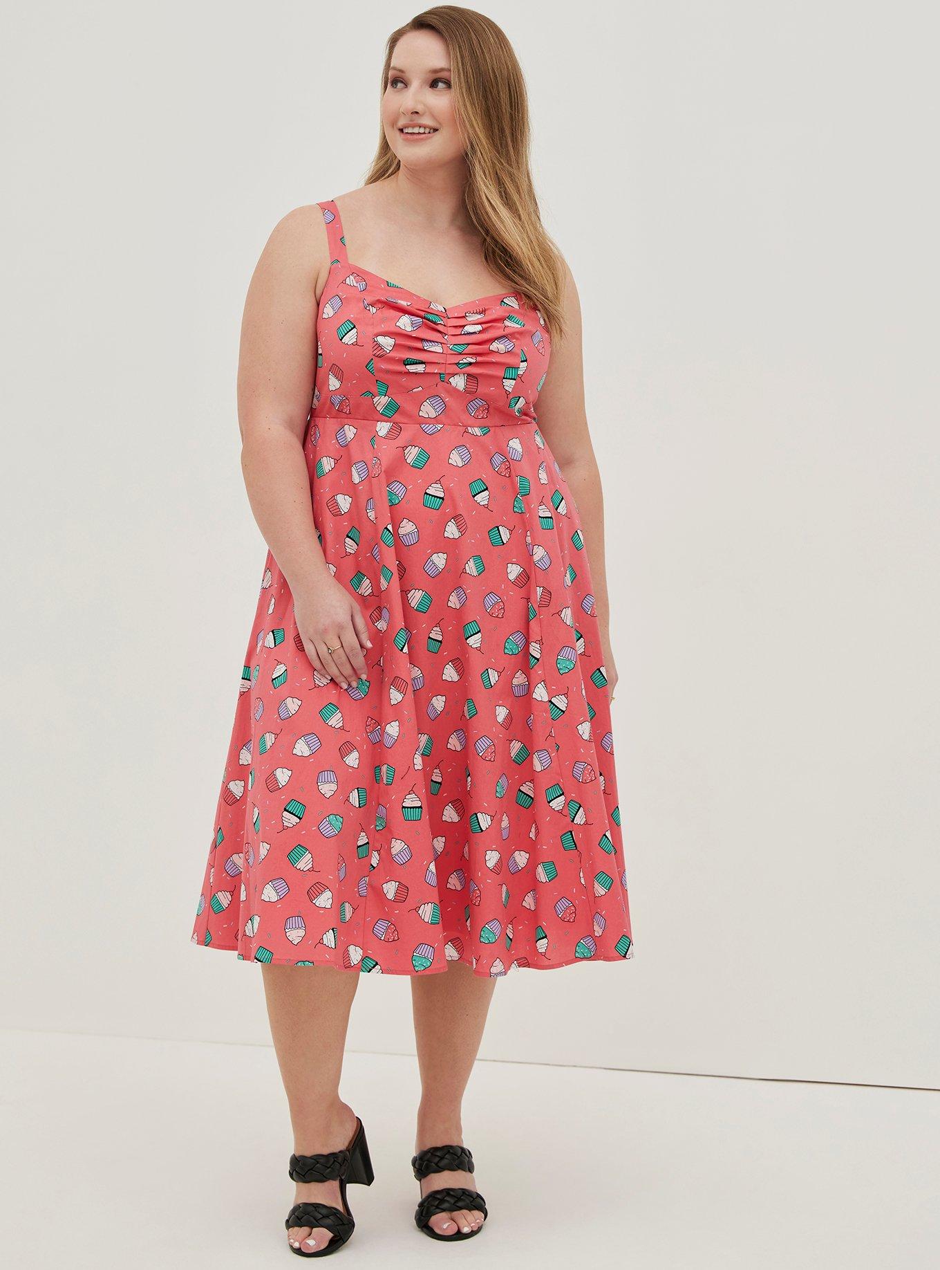 Plus Size - Midi Poplin Fit & Flare Dress - Torrid