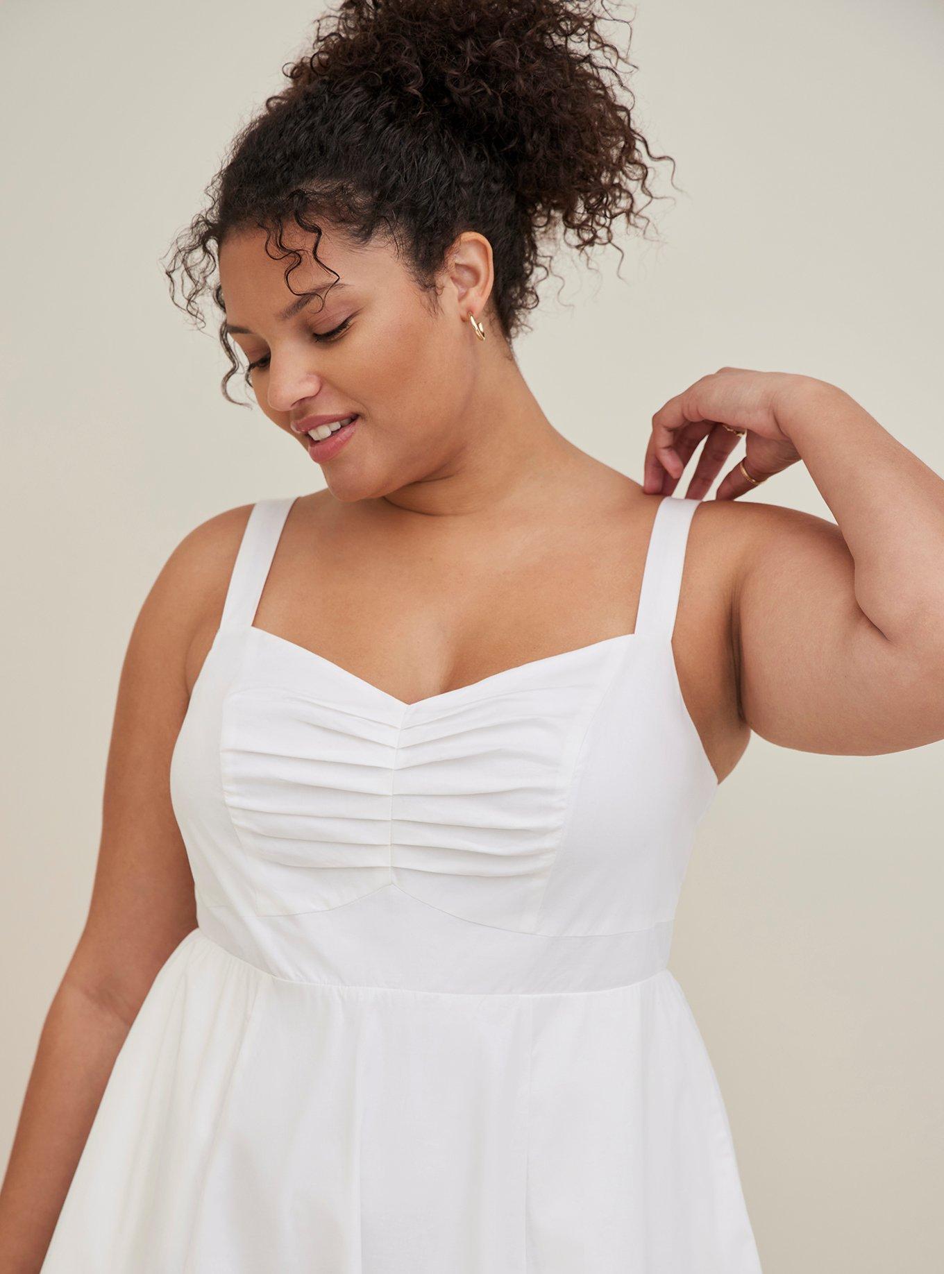 Midi Poplin Fit & Flare Dress, CLOUD DANCER, alternate