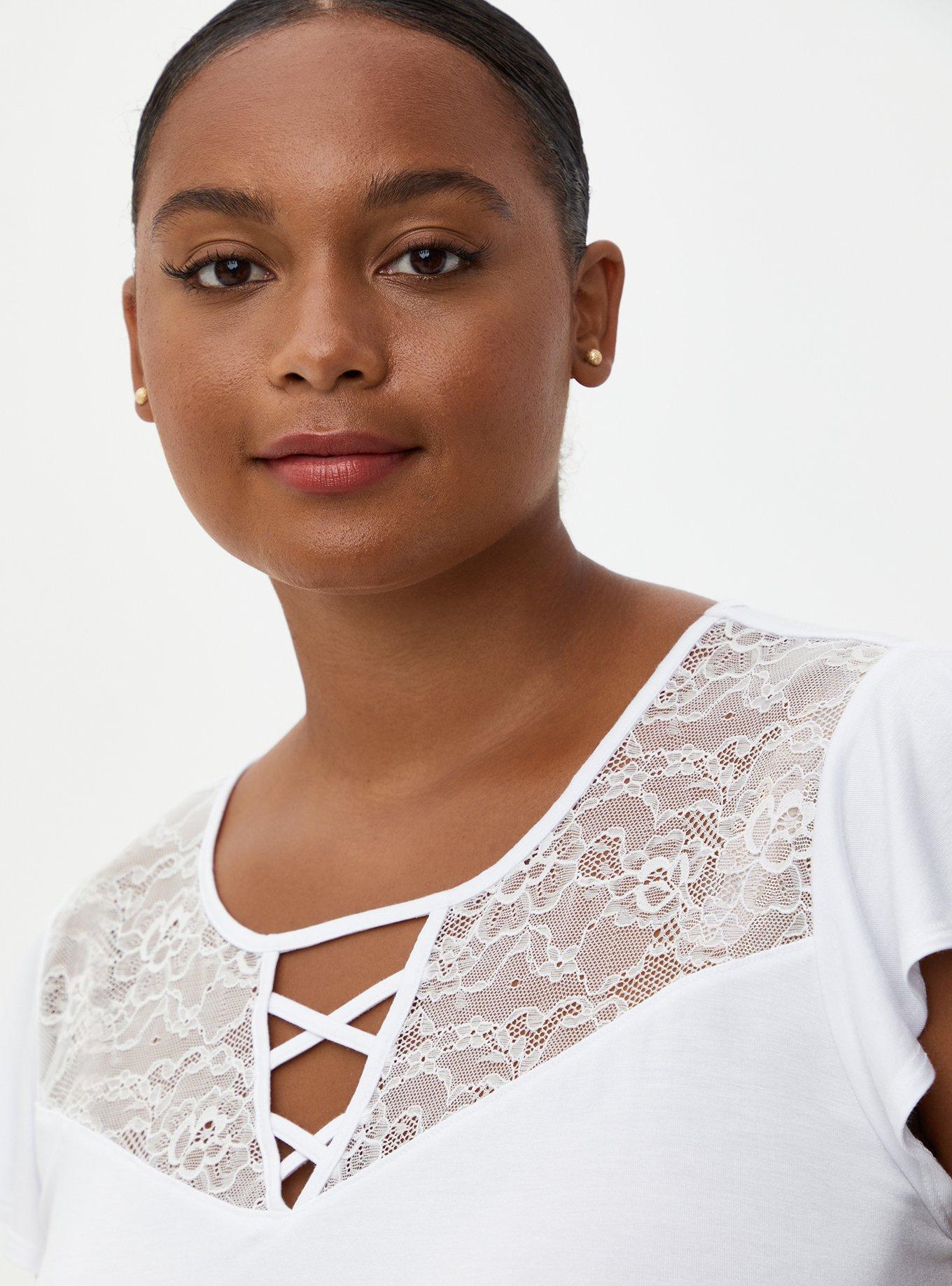 Super Soft Lace Inset Strappy Top, BRIGHT WHITE, alternate